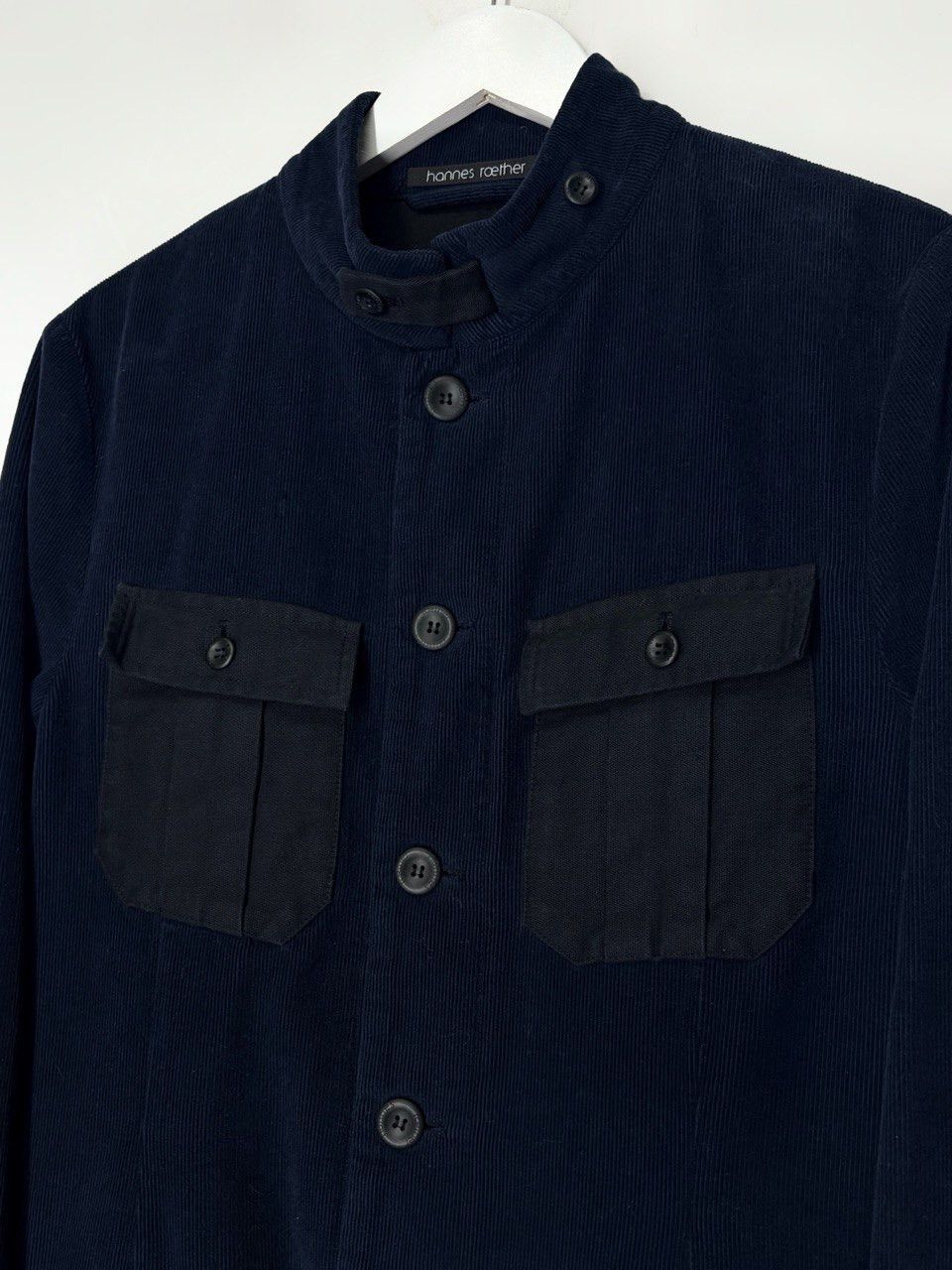 hannes roether Hannes Roether Navy Blue Corduroy Jacket With Black Pockets Size US M / EU 48-50 / 2 - 4 Thumbnail