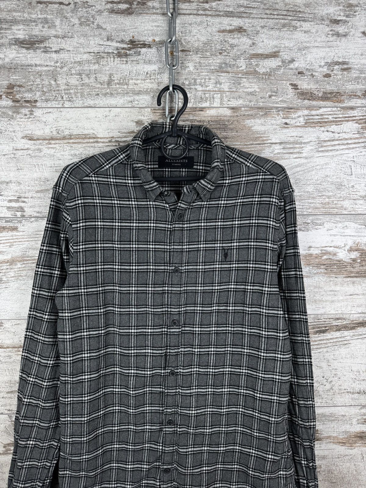 Allsaints Mens Vintage AllSaints AMOS LS SHIRT button up flannel grey Size US S / EU 44-46 / 1 - 3 Thumbnail
