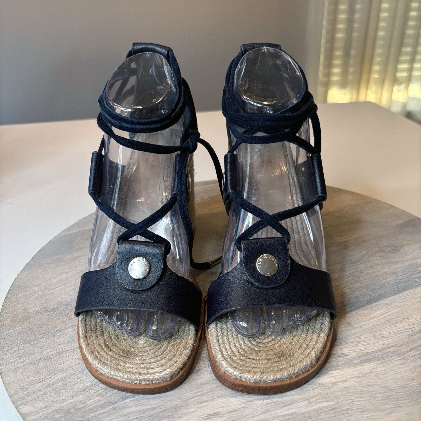 Rag & Bone Rag & Bone Women's Eden Navy Blue Lace-Up Heels Size 7 Size US 7 / IT 37 - 3 Thumbnail