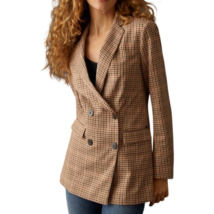 Scotch & Soda Scotch & Soda Double-Breasted Plaid Tailored Blazer Pink XS Size XS / US 0-2 / IT 36-38 - 17 Thumbnail