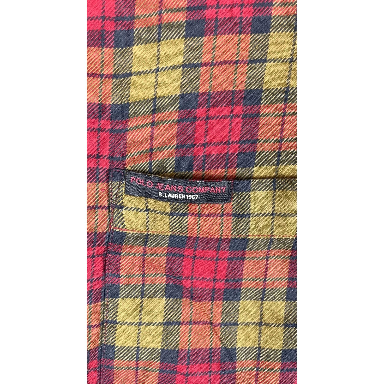 Vintage Polo Jeans Company Shirt Mens Large Red Plaid Flannel Long Sleeve Button Front Size US L / EU 52-54 / 3 - 2 Thumbnail