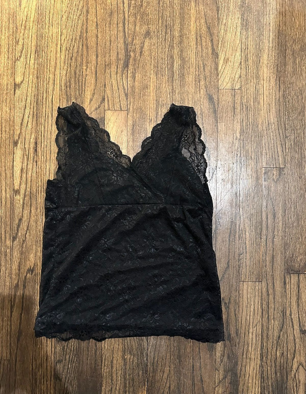 Vintage Black lace low-cut v-neck vintage COLZA top Size L / US 10 / IT 46 - 2 Thumbnail