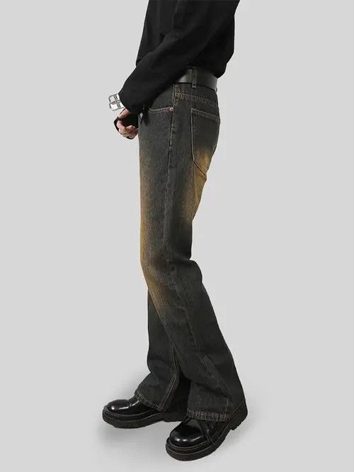 image of Loose Wide-Leg Vintage Distressed Jeans in Black, Men's (Size 30)