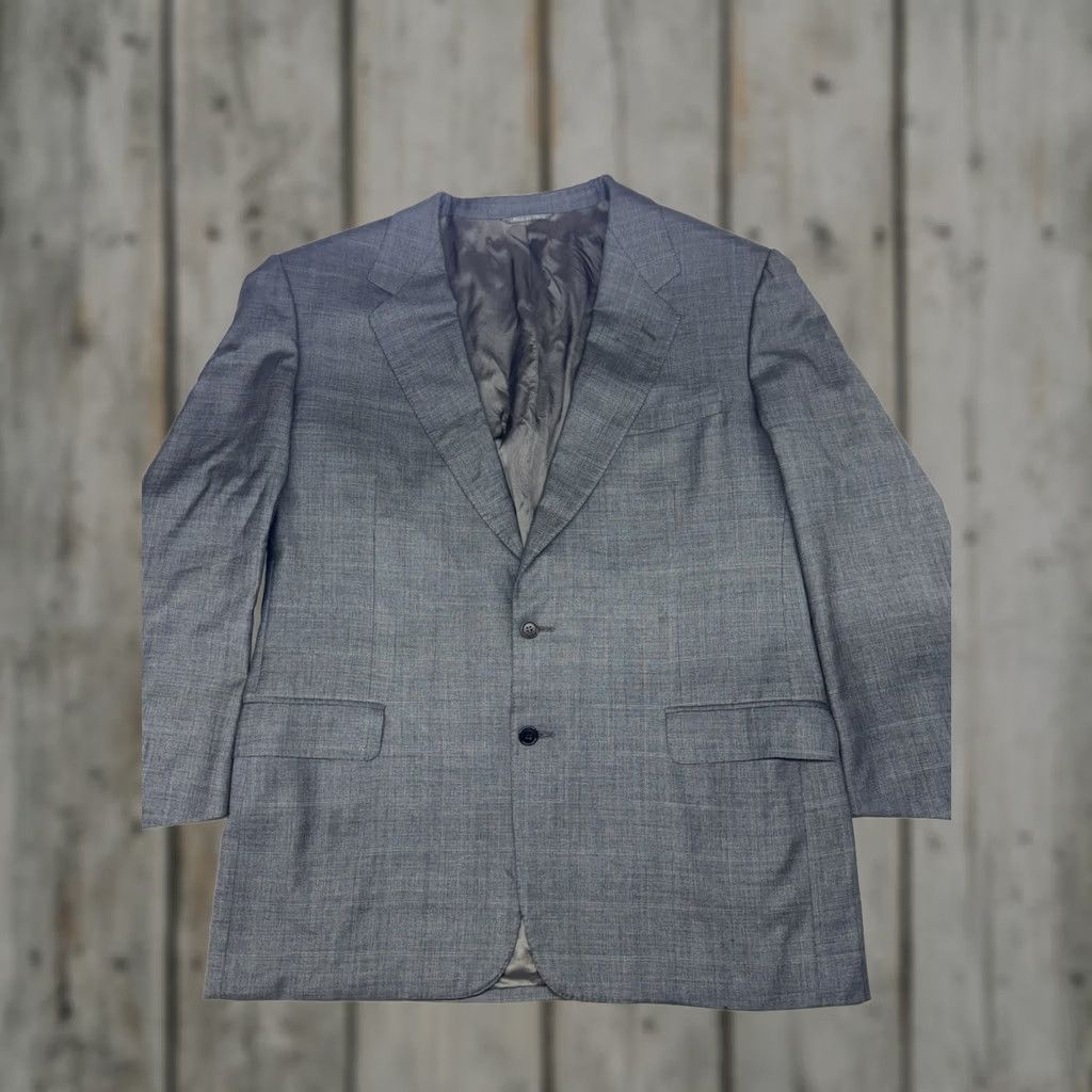 Canali Canali Gray Wool Window Pane Blazer Suit Jacket Men’s 46L Made in Italy - STAINS Size 42R - 1 Thumbnail