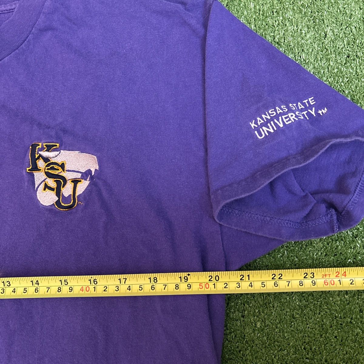 Hanes Purple Distressed Embroidered KSU Graphic Tee Size US L / EU 52-54 / 3 - 4 Thumbnail