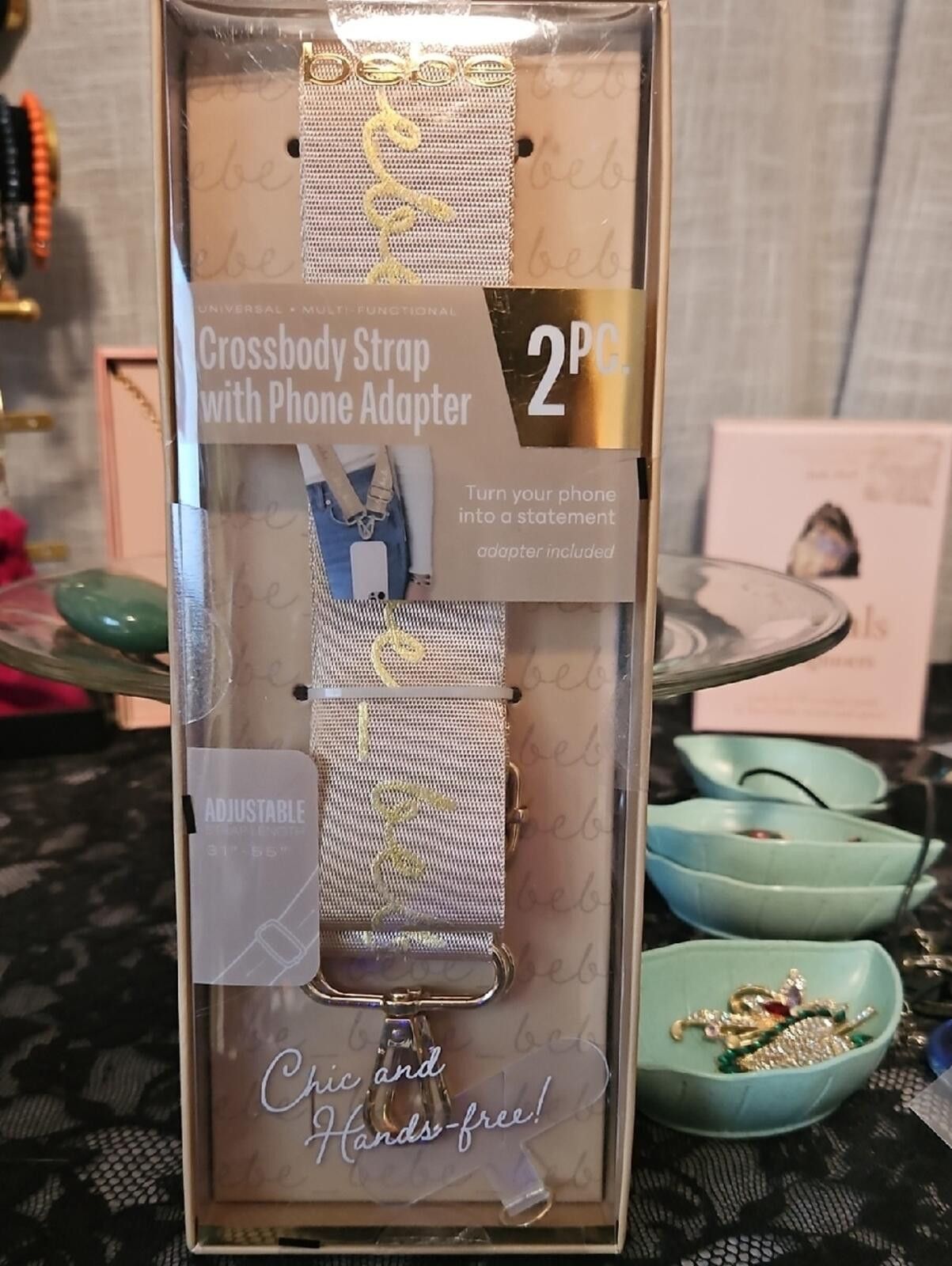 Other Crossbody Phone Strap with Gold Script - Neutral Blush Size ONE SIZE - 1 Thumbnail