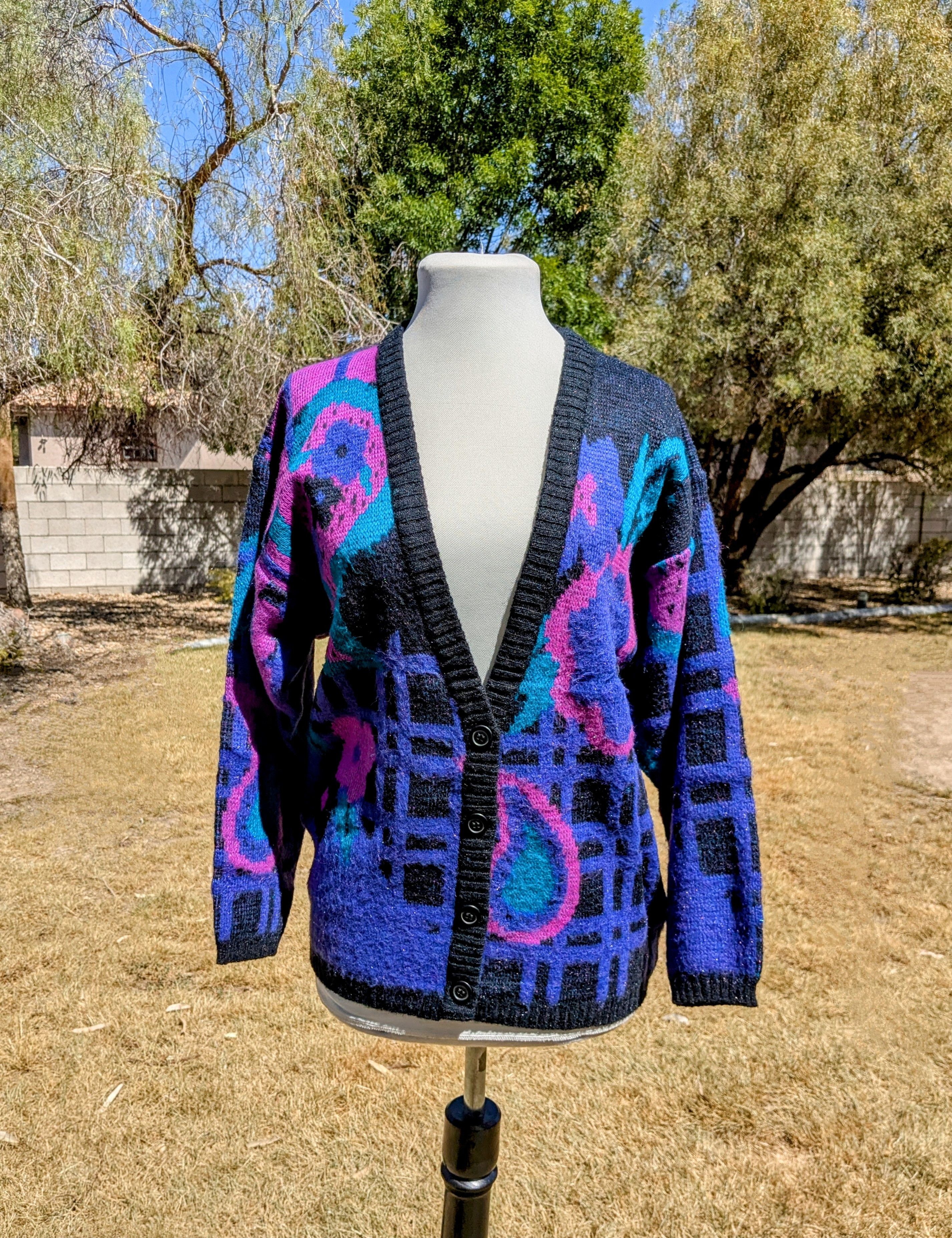 Vintage 1980s VTG Honey Petite Acrylic/Nylon Cardigan Sweater Top Size M / US 6-8 / IT 42-44 - 1 Thumbnail