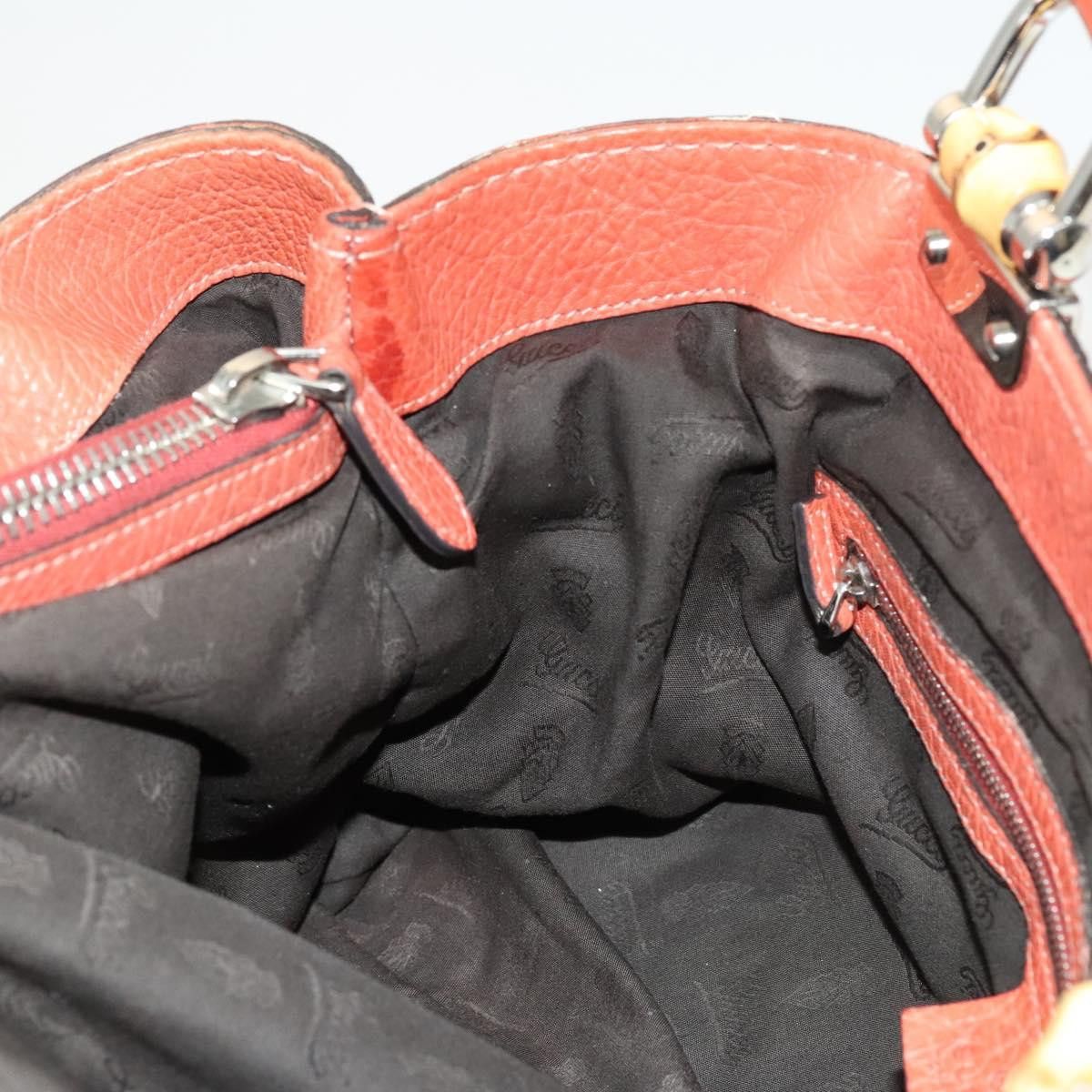 Gucci GUCCI Bamboo Tote Bag Leather Orange Gold Size ONE SIZE - 17 Thumbnail