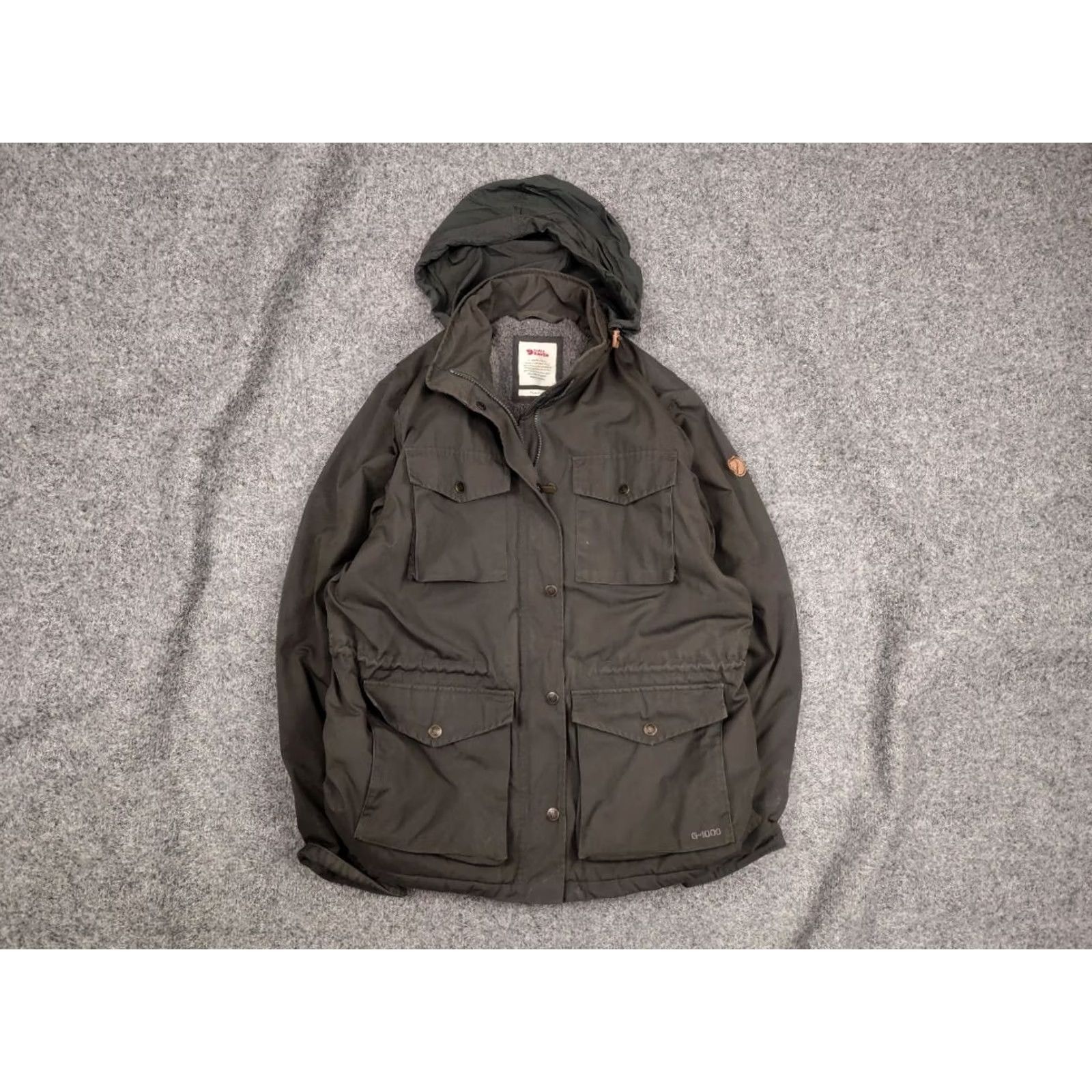 Vintage VINTAGE Fjällräven G1000 Olive Insulated Jacket Womens Mid-Length Hoodie Pocket Olive Green Jacket Size M / US 6-8 / IT 42-44 - 2 Thumbnail