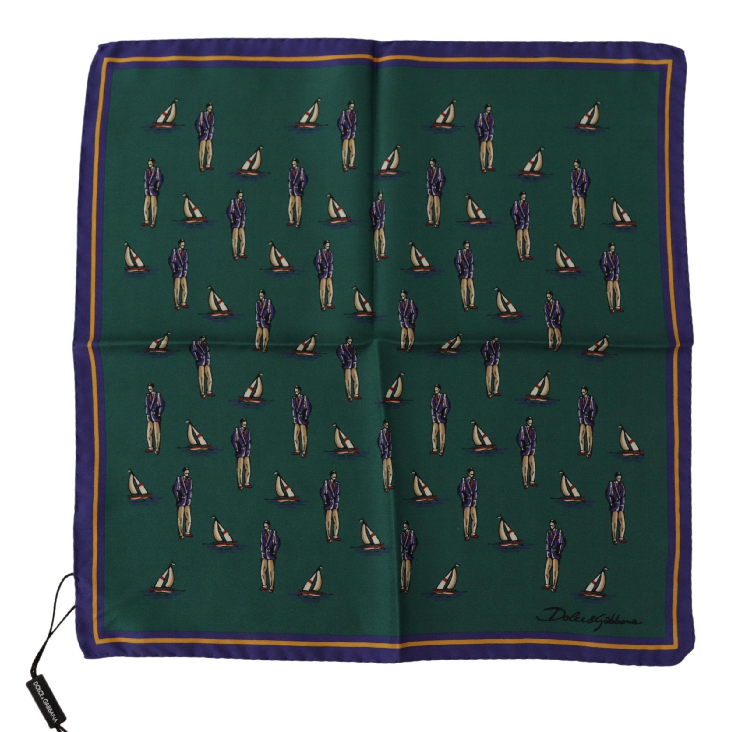 Dolce & Gabbana Elegant Green Silk Men's Square Men's Scarf Size ONE SIZE - 1 Thumbnail