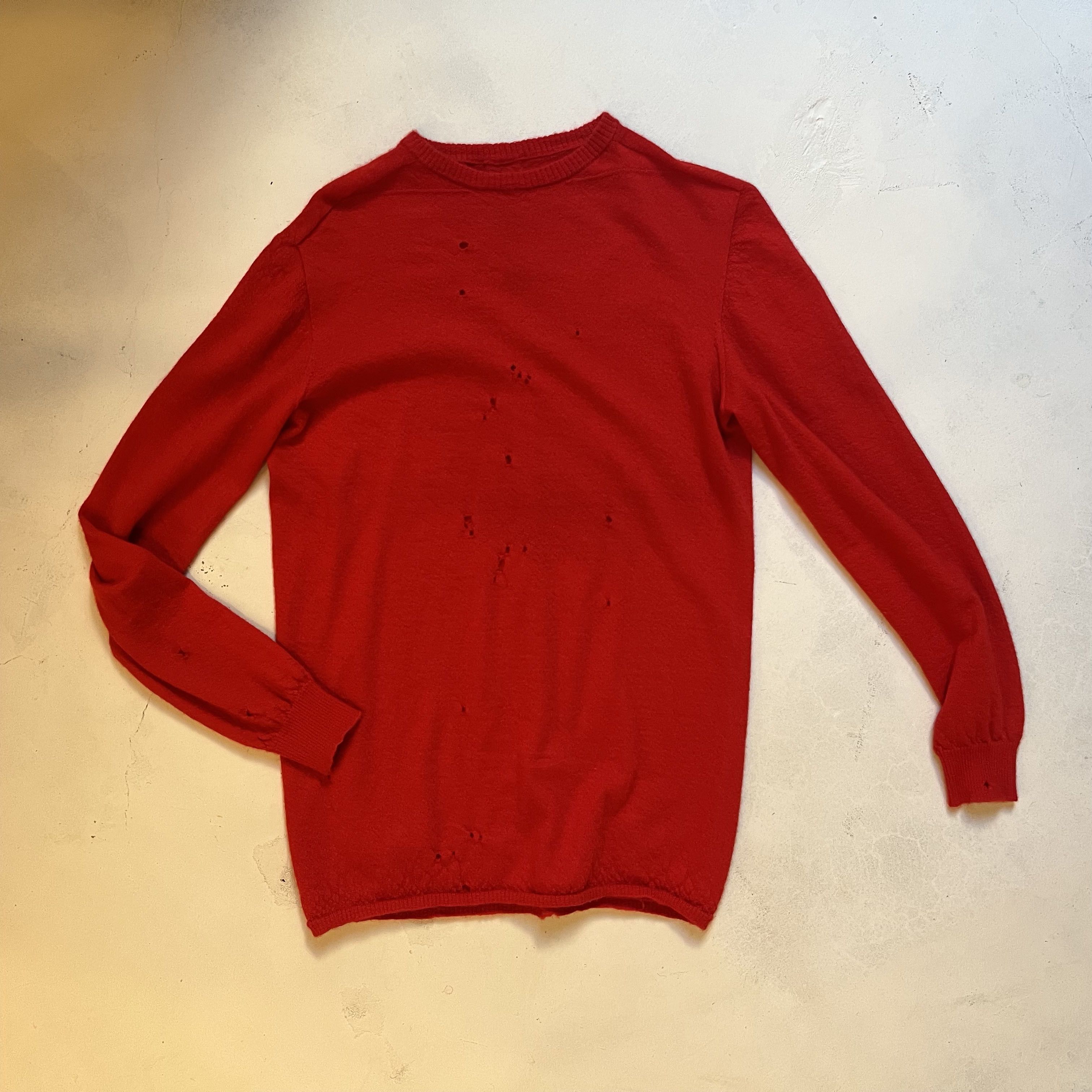 image of Rick Owens Ss17 Cashmere Knit Sweater in Red, Men's (Size Large)