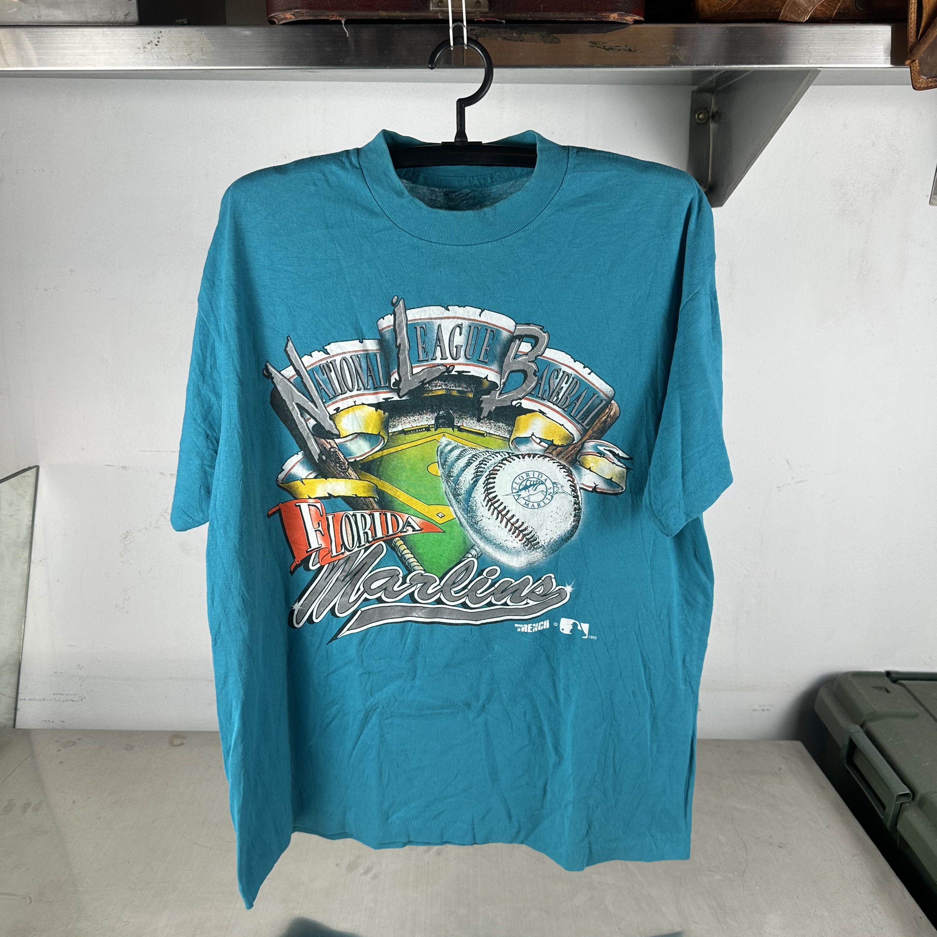 Vintage ​​​​1992 Florida Marlins Baseball MLB Single Stitch T-shirt Size US XL / EU 56 / 4 - 1 Thumbnail