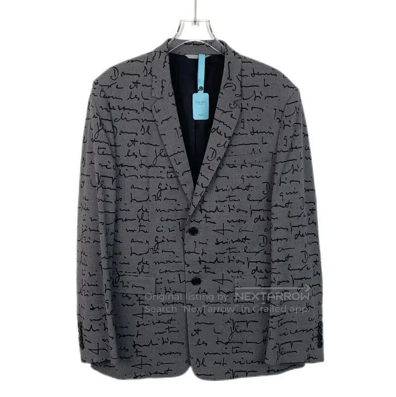 Dior Dior Gray Wool Men's Jacket with Text Print . Size US S / EU 44-46 / 1 - 1 Thumbnail