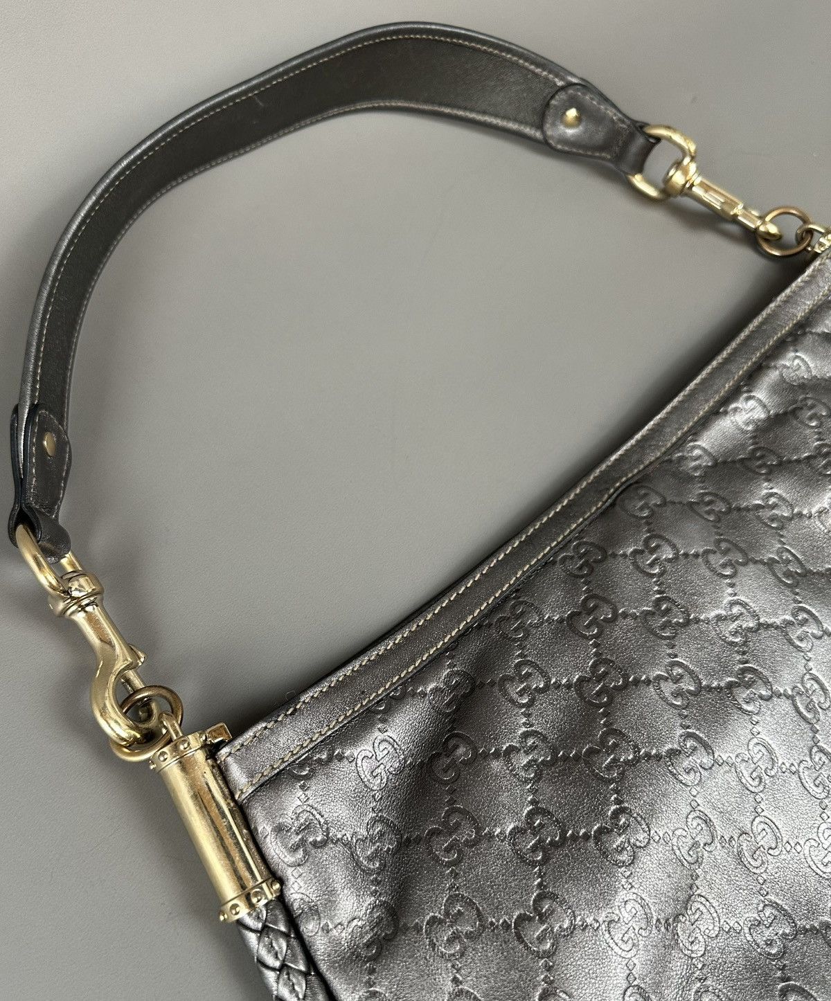 Gucci Gucci - Britt Metallic Silver - Guccissima Shoulder Bag Size ONE SIZE - 12 Thumbnail