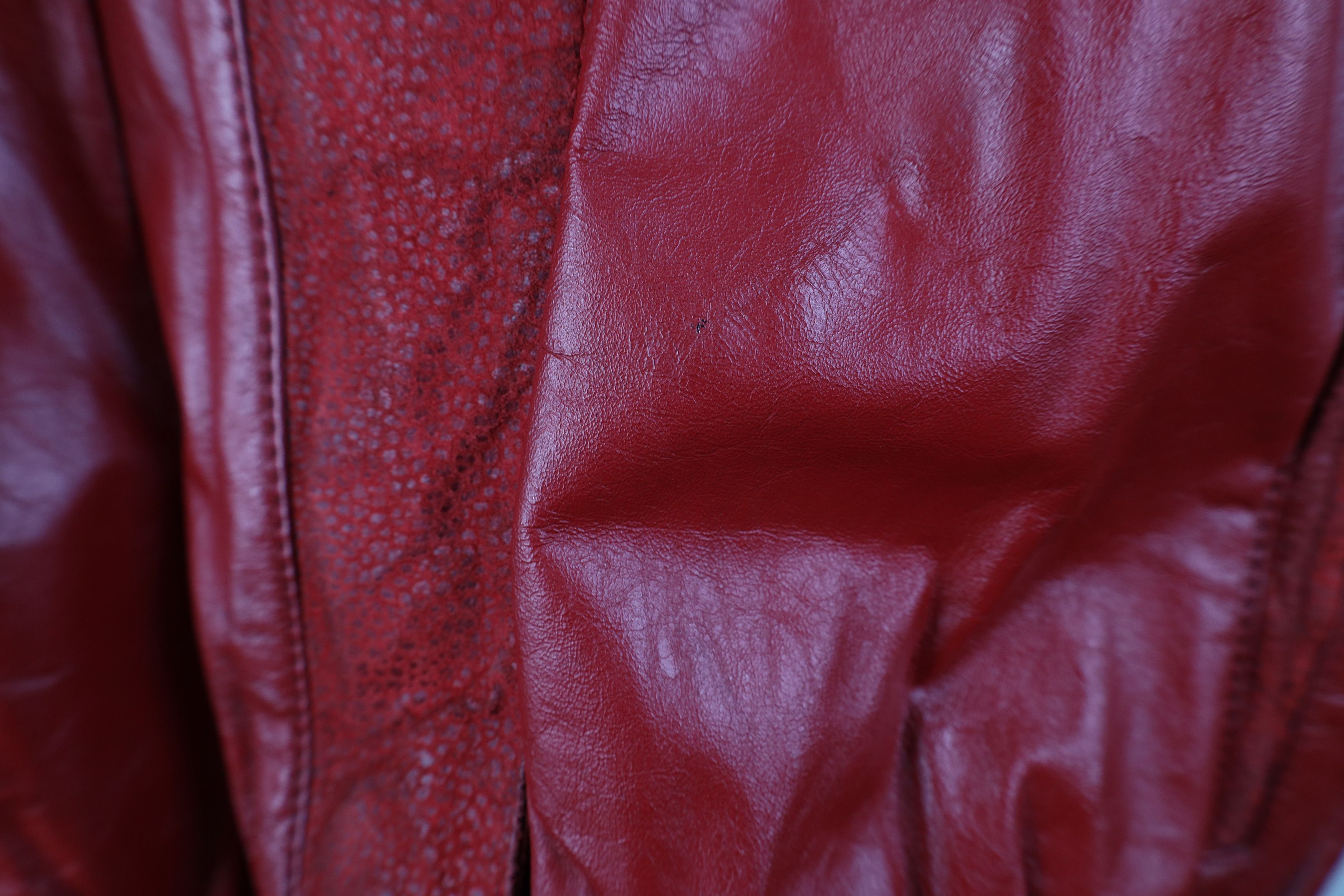 Vintage Vintage 90s Streetwear Leather Bomber Jacket Red USA Size M / US 6-8 / IT 42-44 - 6 Thumbnail