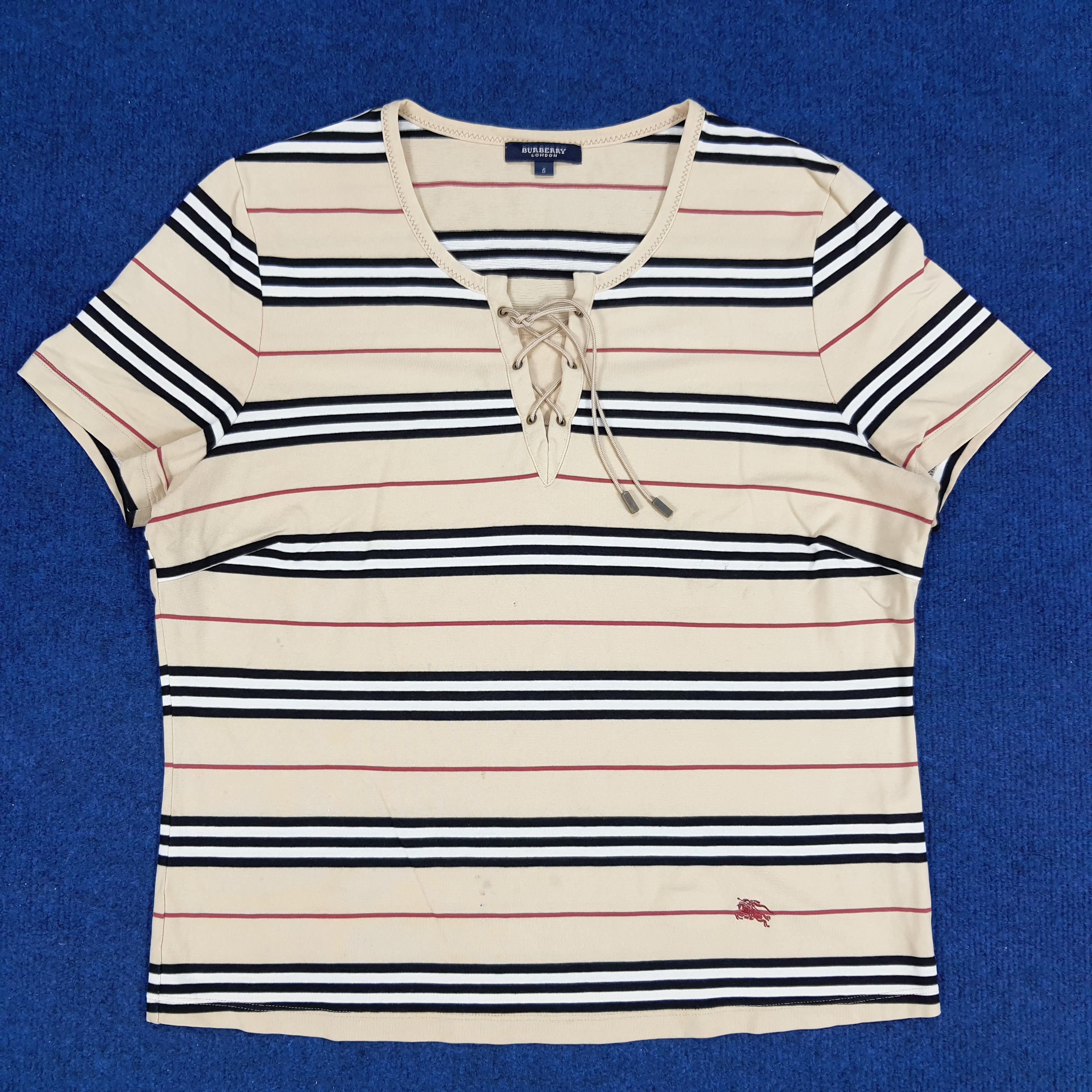 Burberry × Vintage Vintage Burberry London Striped Tshirt Size M / US 6-8 / IT 42-44 - 1 Thumbnail