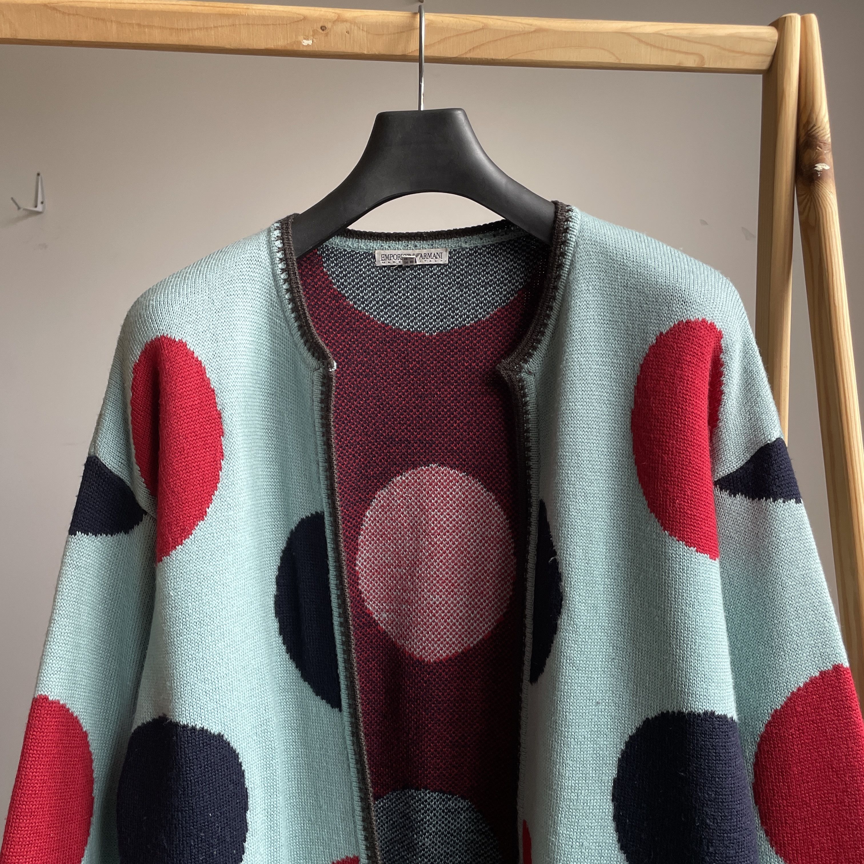 Emporio Armani Emporio Armani Vintage Wool Polka Dot Open Cardigan Jacket Size 3XL / US 20-22 - 4 Thumbnail