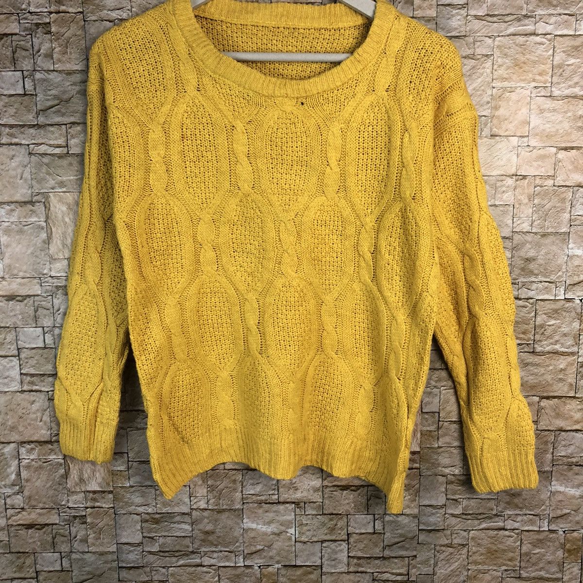 Homespun Knitwear × Japanese Brand × Vintage Japanese Brand Yellow cable Knitwear #A929 Size S / US 4 / IT 40 - 3 Thumbnail