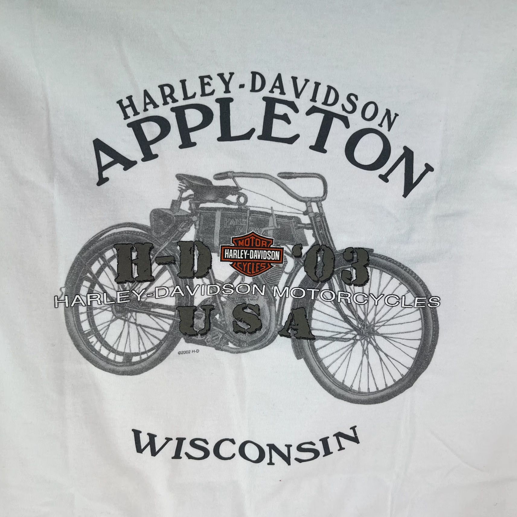 Harley Davidson Harley-Davidson T-Shirt Mens XL White Graphic Crew Neck 2002 Appleton Wisconsin USA Mens Size US XL / EU 56 / 4 - 4 Thumbnail