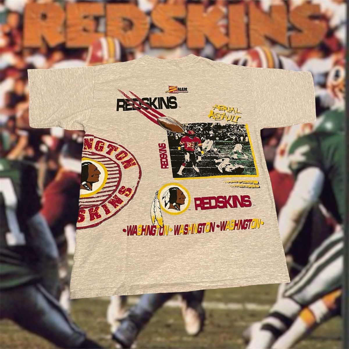 NFL × Salem Sportswear × Vintage Vintage 1991 NFL Washington Redskins Commanders Football Tee Size US L / EU 52-54 / 3 - 2 Thumbnail
