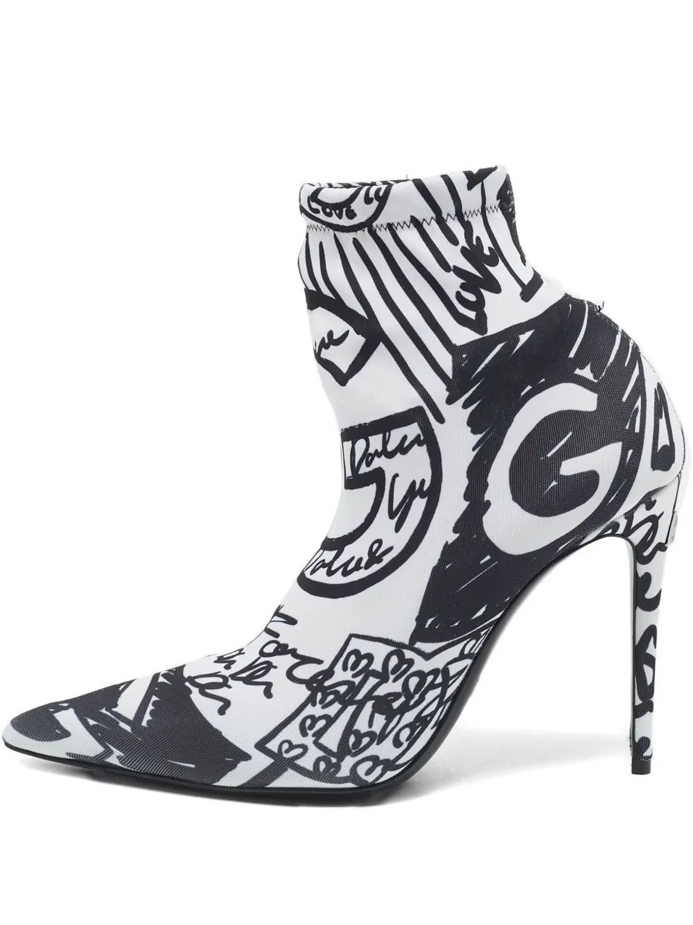 Dolce & Gabbana o1y0825 Spike Heel Ankle Boots in White/Black Size US 10 / IT 40 - 1 Thumbnail