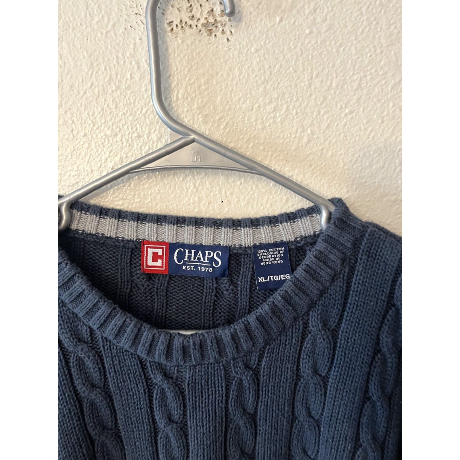 Chaps Chaps Sweater Pullover Cable Knit Long Sleeve Crew Neck XL Blue Men's Size US XL / EU 56 / 4 - 4 Thumbnail