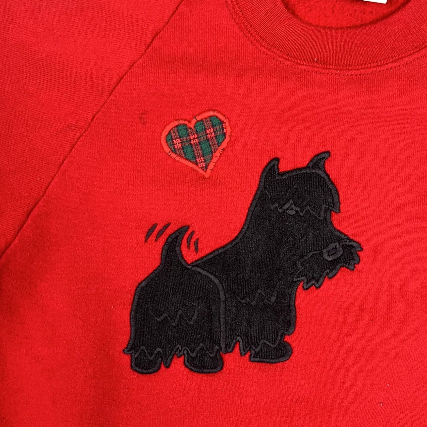Jerzees VINTAGE Jerzees Sweatshirt Red Scottie Dog Hearts Fleece Crewneck Size L Womens Size L / US 10 / IT 46 - 3 Thumbnail