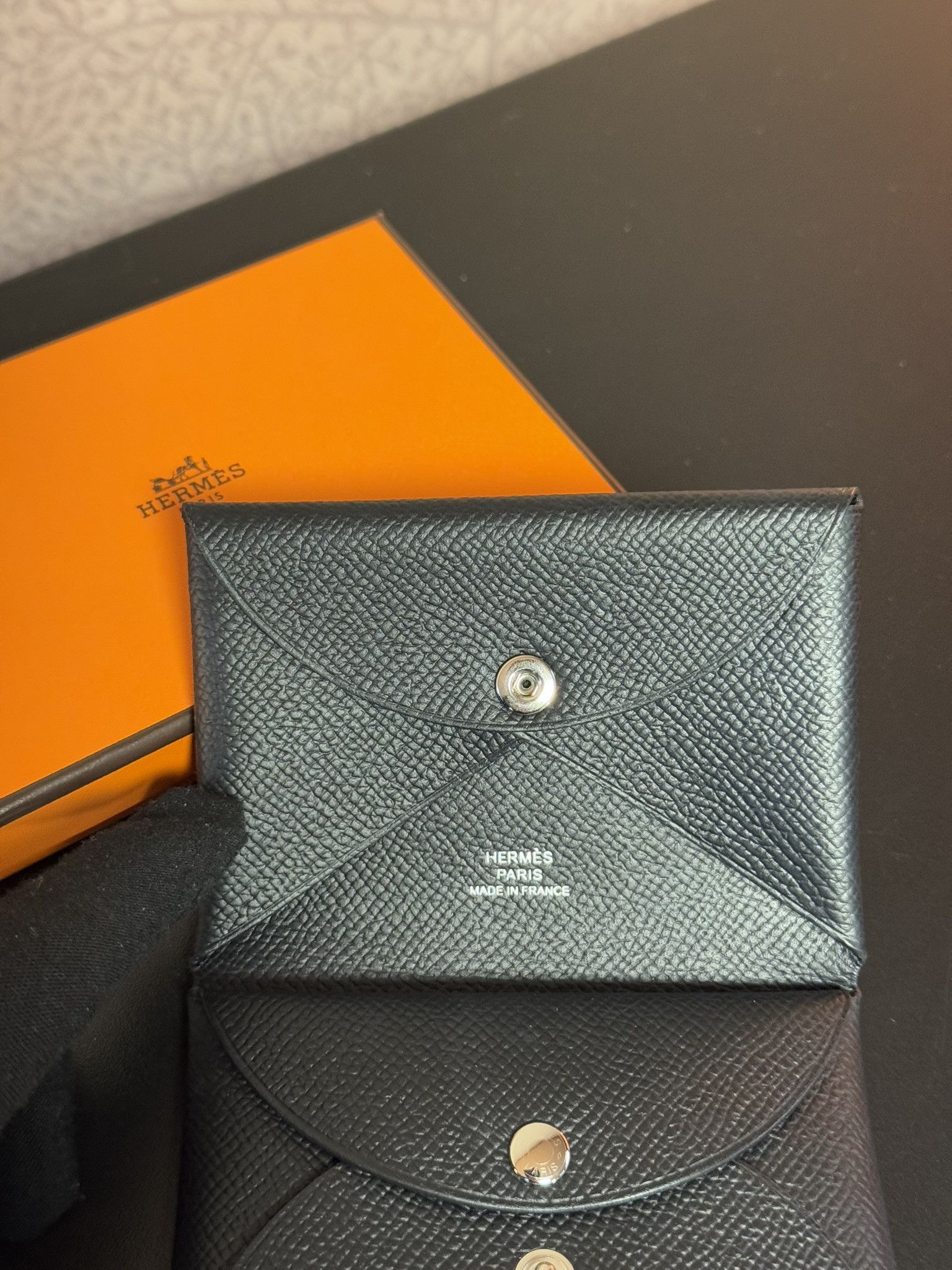 Hermes Hermes Calvi Duo Compact Card Holder Goatskin & Palladium Size ONE SIZE - 4 Thumbnail
