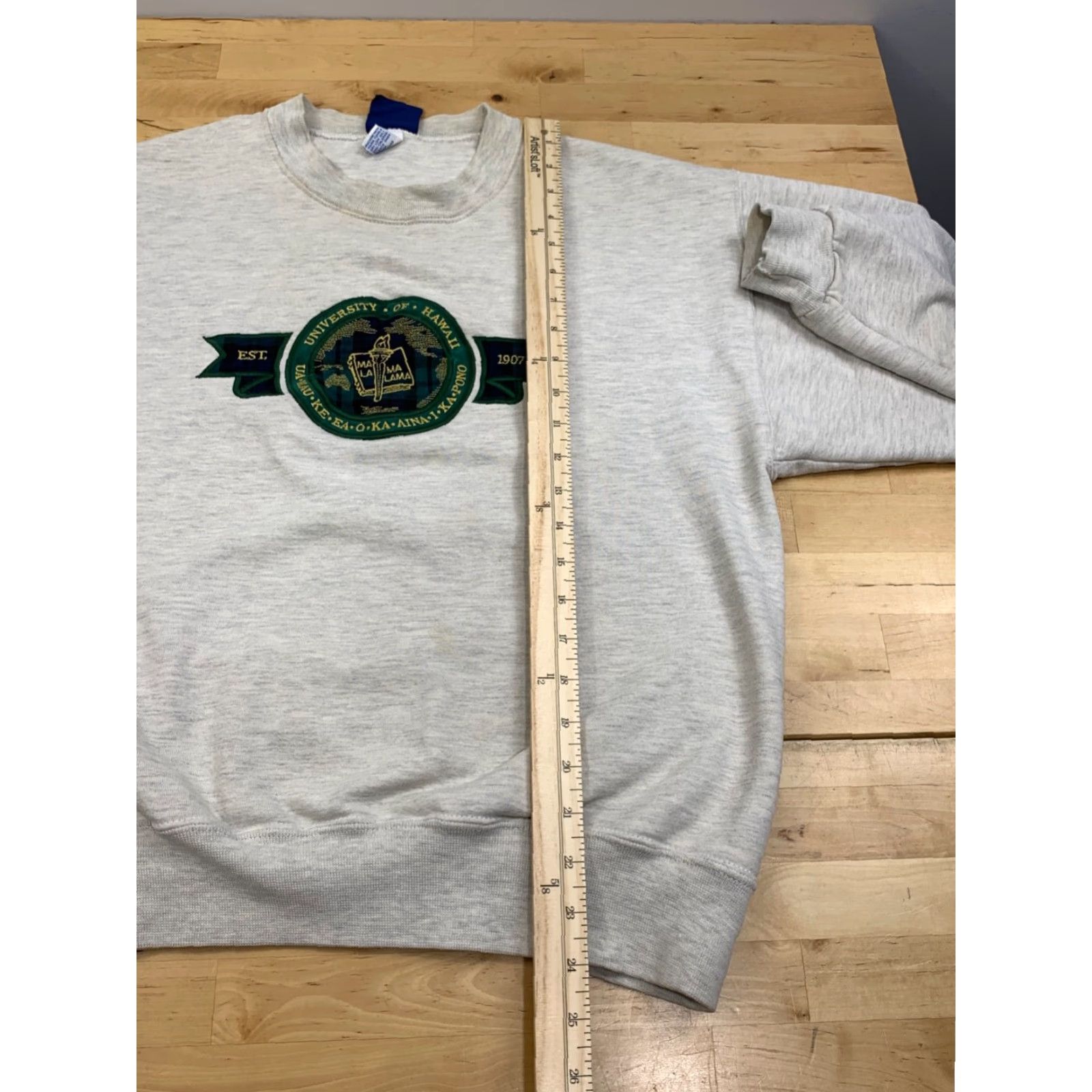 Vintage VINTAGE University Sweatshirt Mens M Gray Embroidered Pullover Size US M / EU 48-50 / 2 - 7 Thumbnail