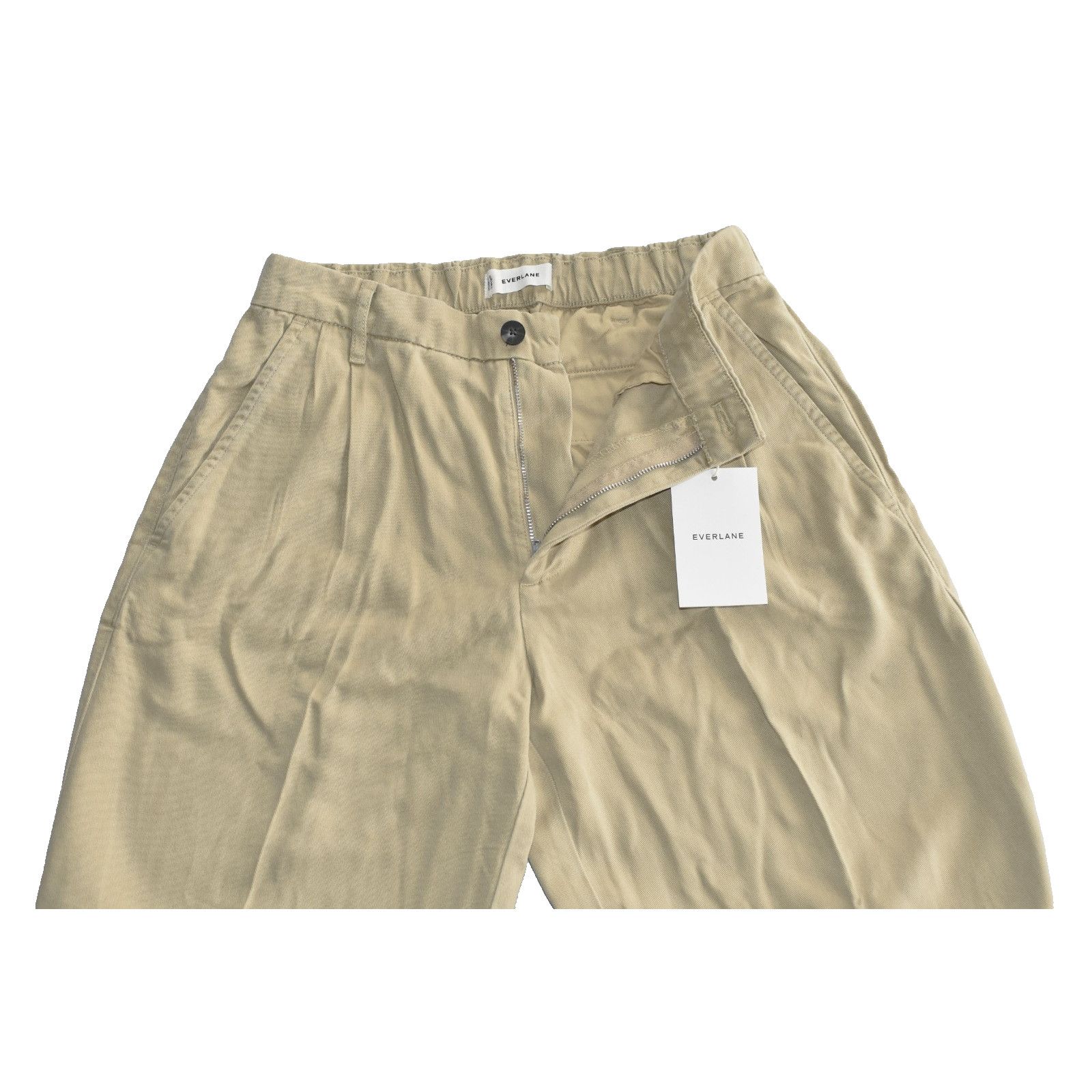 Everlane NWT EVERLANE Pleated Slash Pocket Wide Leg Tan Chino Pants 6 Size 28" / US 6 / IT 42 - 4 Thumbnail