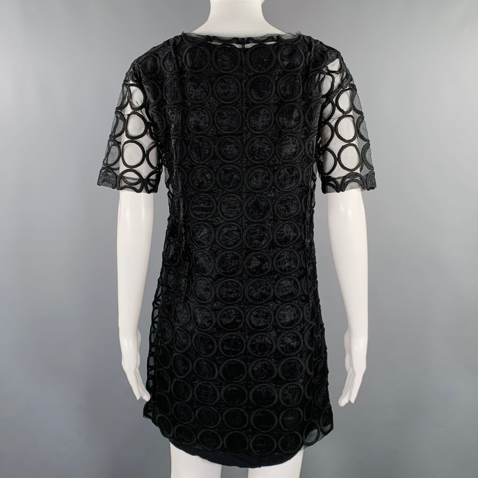 Marni Size 4 Black Polyester Applique Double Layer Cocktail Dress Size S / US 4 / IT 40 - 4 Thumbnail
