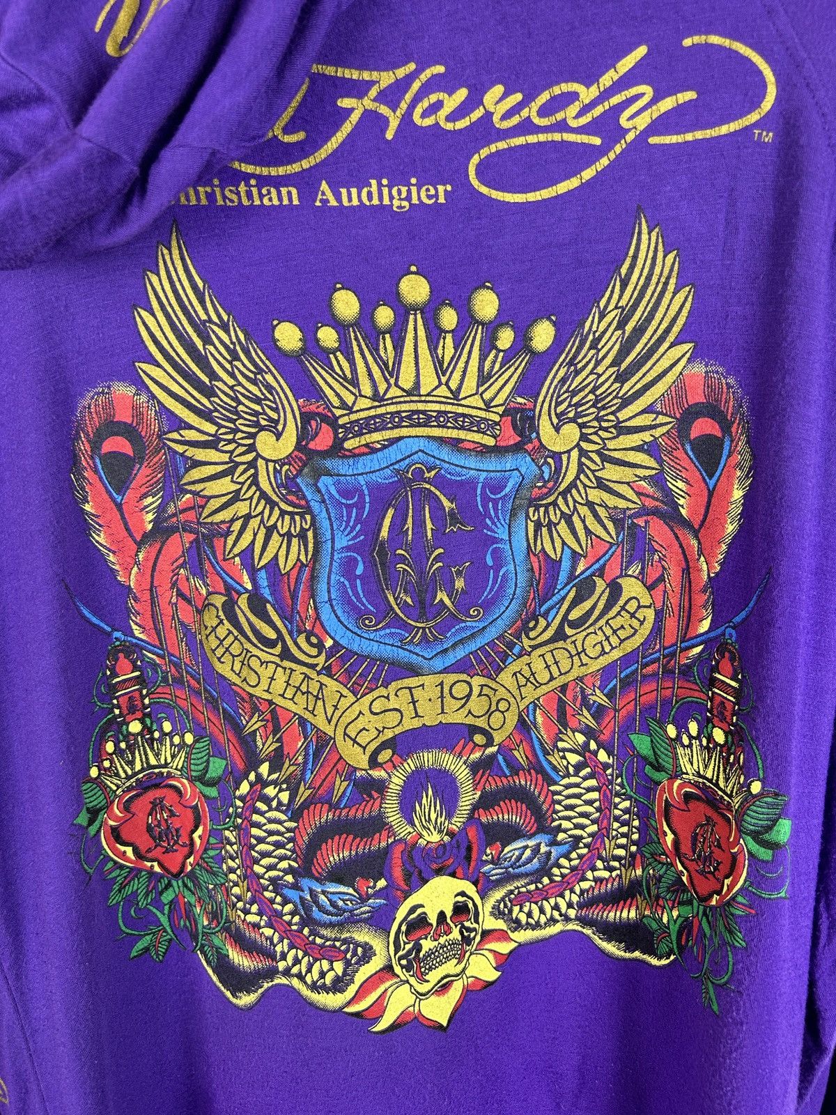 Ed Hardy Vintage 00s Y2K Ed Hardy Christian Audigier Zip Hoodie Size S / US 4 / IT 40 - 5 Thumbnail
