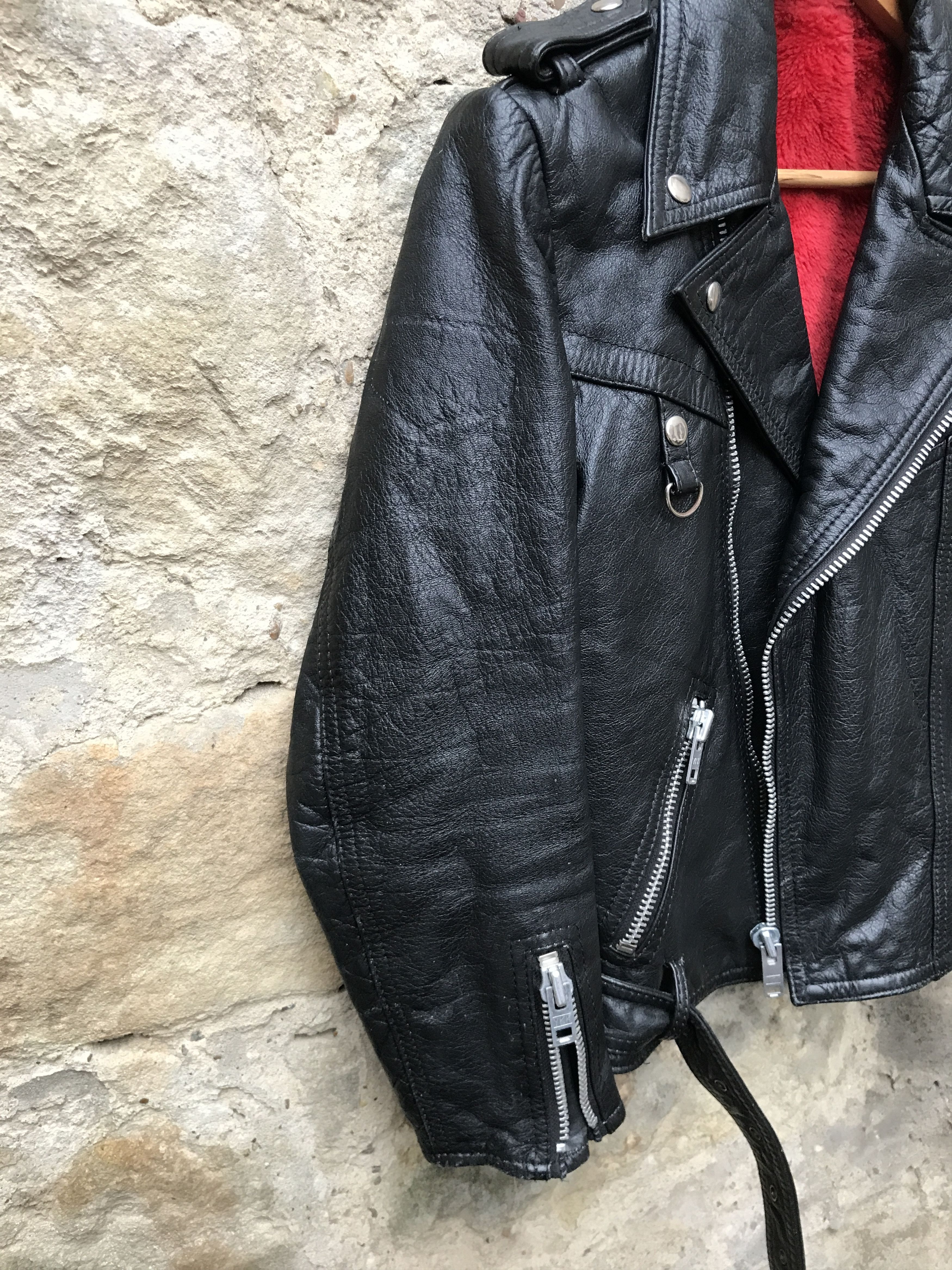 Vintage Rare 80s Leather Biker Jacket Jofama / Janbell / Petroff Size US S / EU 44-46 / 1 - 4 Thumbnail
