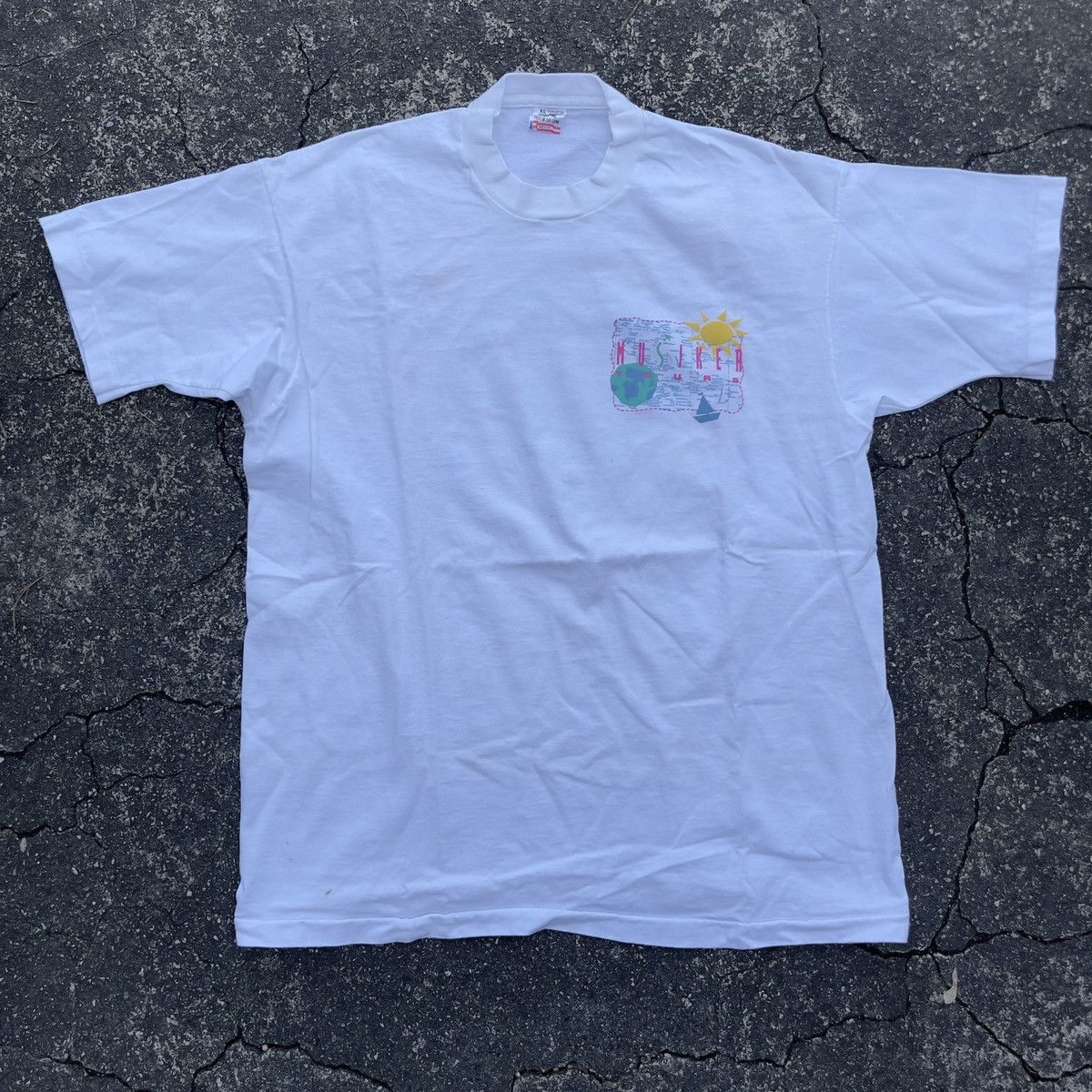 Vtg 90s MUSIKER TOURS FRUIT OF THE LOOM Single Stitch Shirt