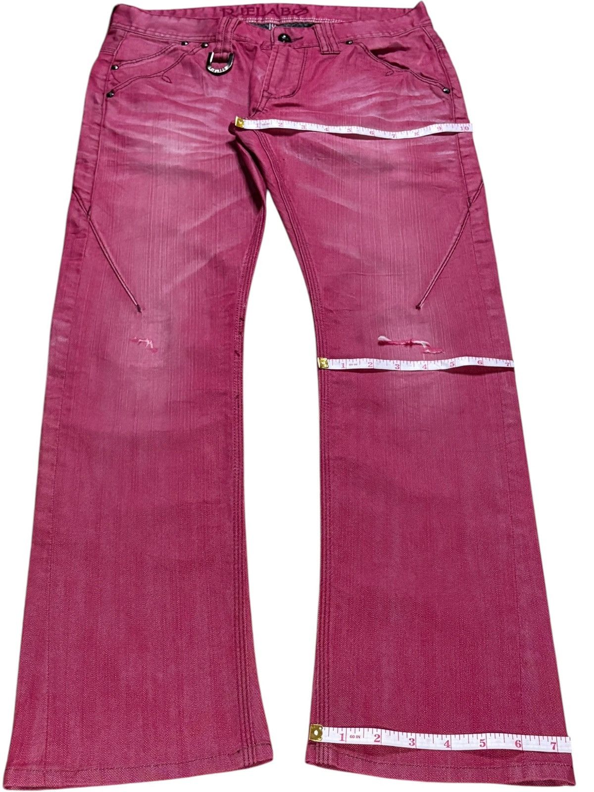 If Six Was Nine × Japanese Brand × Tornado Mart Vintage Rielabo X NCFM Distressed Bootcut Flare Jeans Size US 30 / EU 46 - 14 Thumbnail