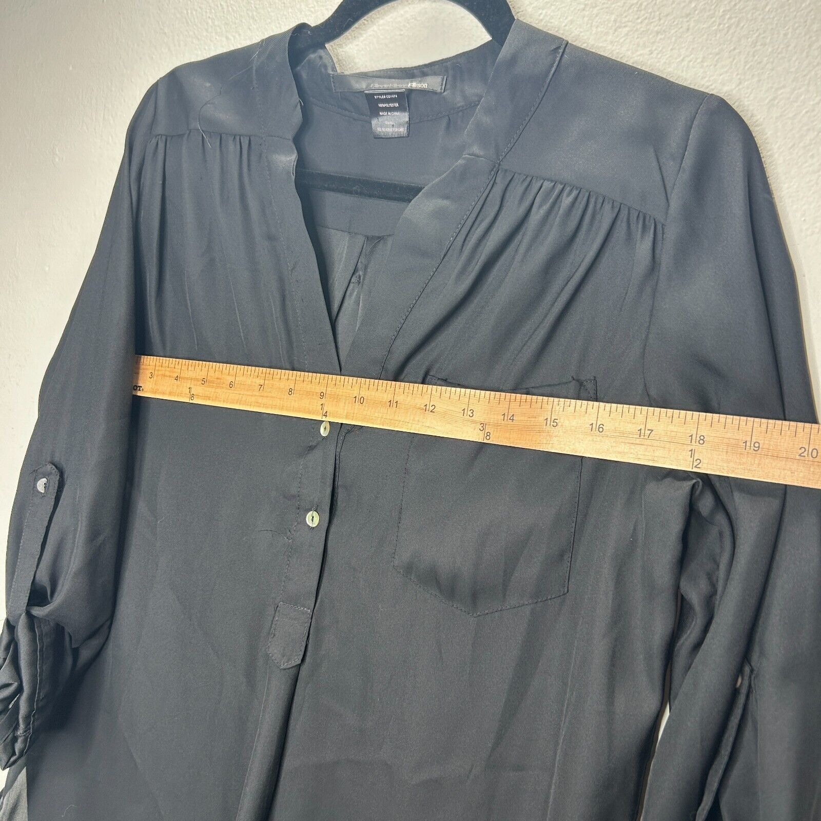 Other Ellison Black Satin V-Neck Button Long Sleeve Blouse S Size S / US 4 / IT 40 - 5 Thumbnail