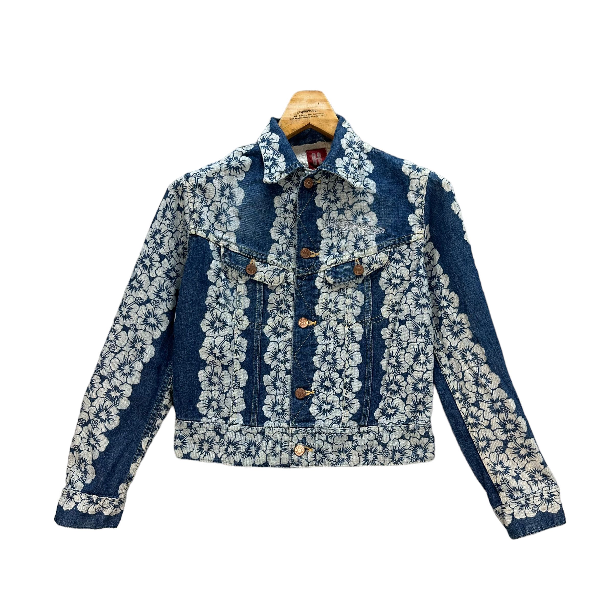Hysteric Glamour Flower Print Denim Jacket 7783-172 in Blue, Women's