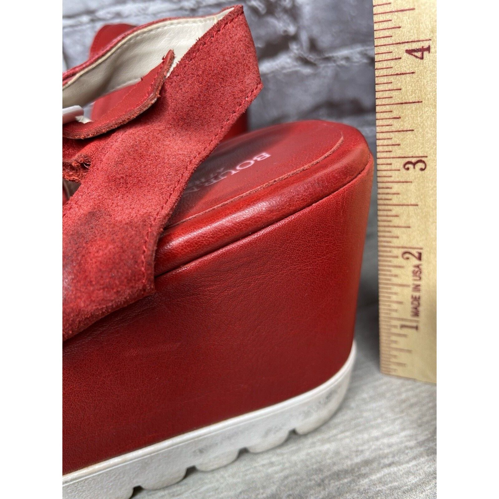 Other Bournazos Athens Red Suede Leather Ankle Strap Wedge Sandals Size US 8.5 / IT 38.5 - 12 Thumbnail