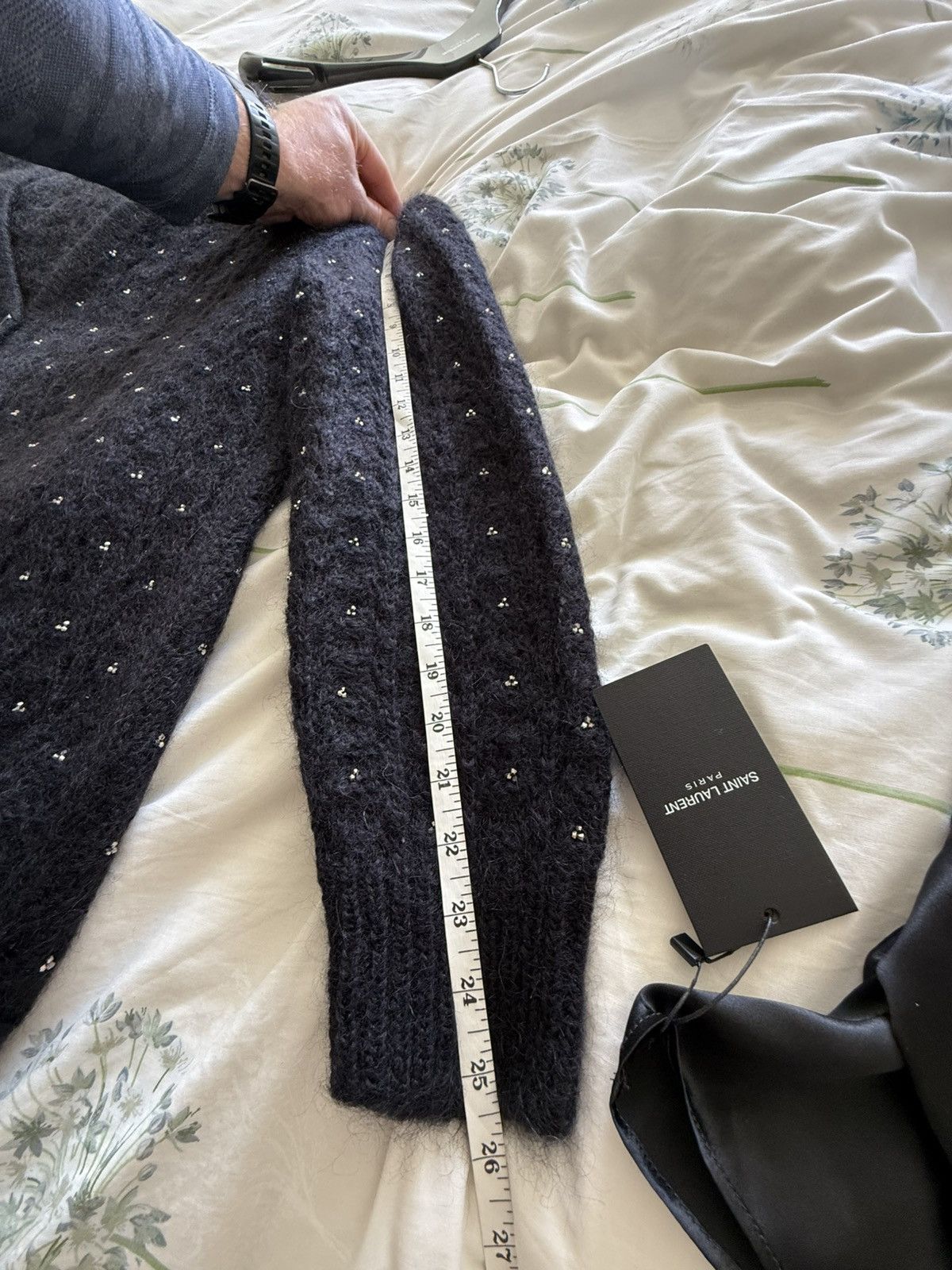 Saint Laurent Paris FW15 Saint Laurent studded mohair black cardigan glass Hedi Size US M / EU 48-50 / 2 - 6 Thumbnail