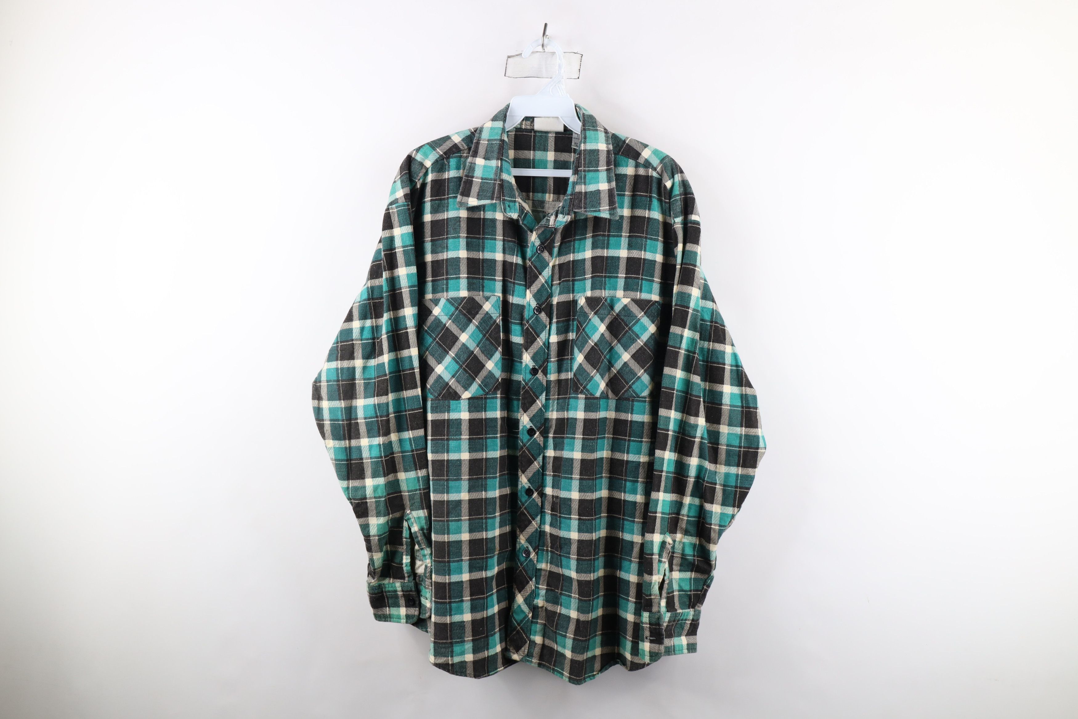 Vintage Vintage 90s Streetwear Collared Flannel Button Shirt Plaid Size US XL / EU 56 / 4 - 1 Thumbnail