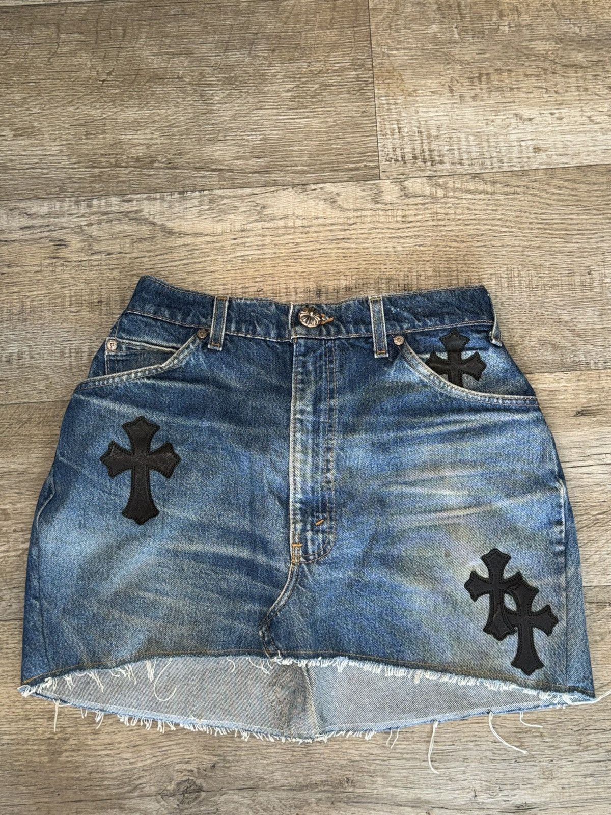 Chrome Hearts CHROME HEARTS TRIPLE CROSS BLUE JEAN SKIRT Size 29" - 1 Thumbnail