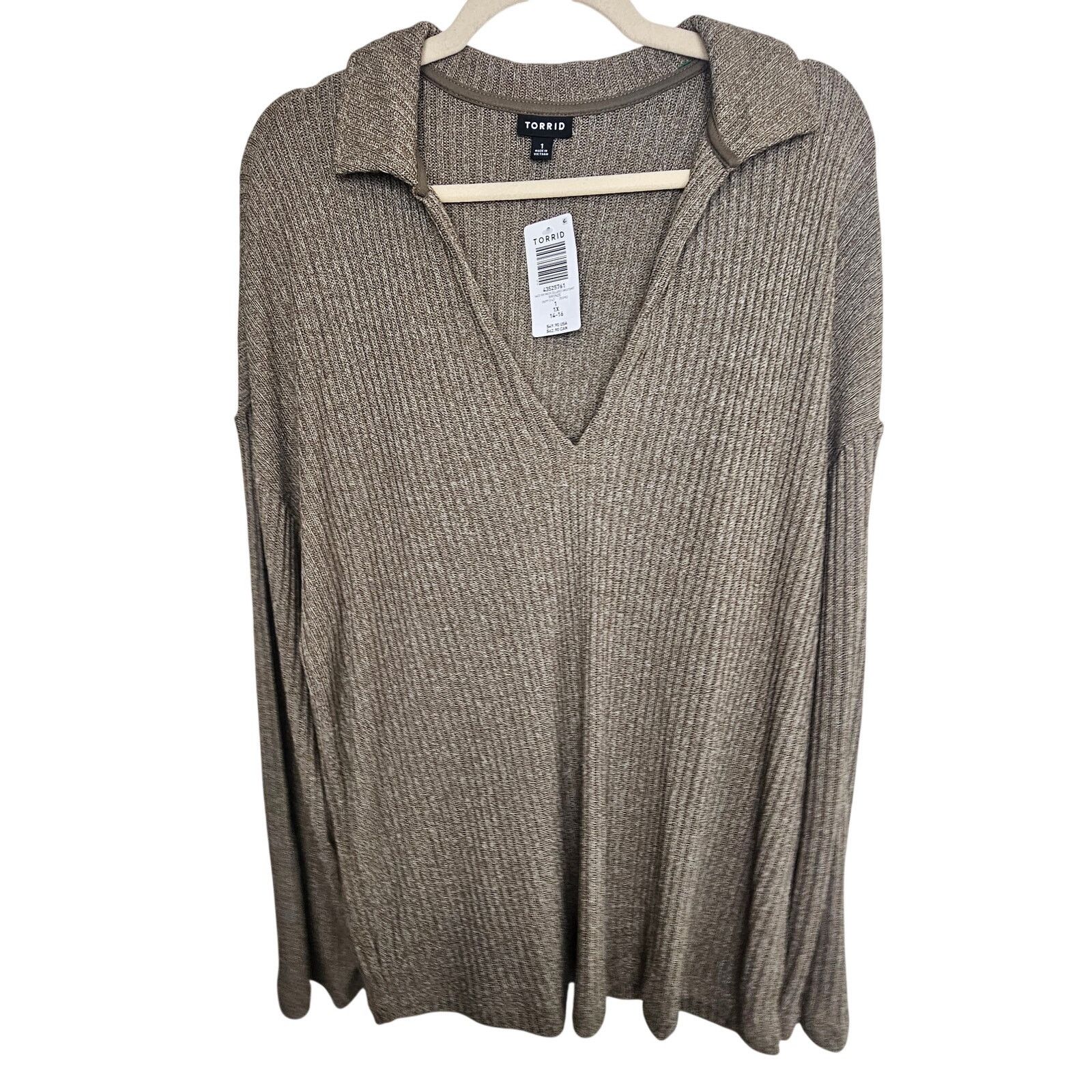 Corridor Torrid Womens Ribbed Collared Hacci Knit Bronze Sweater Size XL / US 12-14 / IT 48-50 - 2 Thumbnail