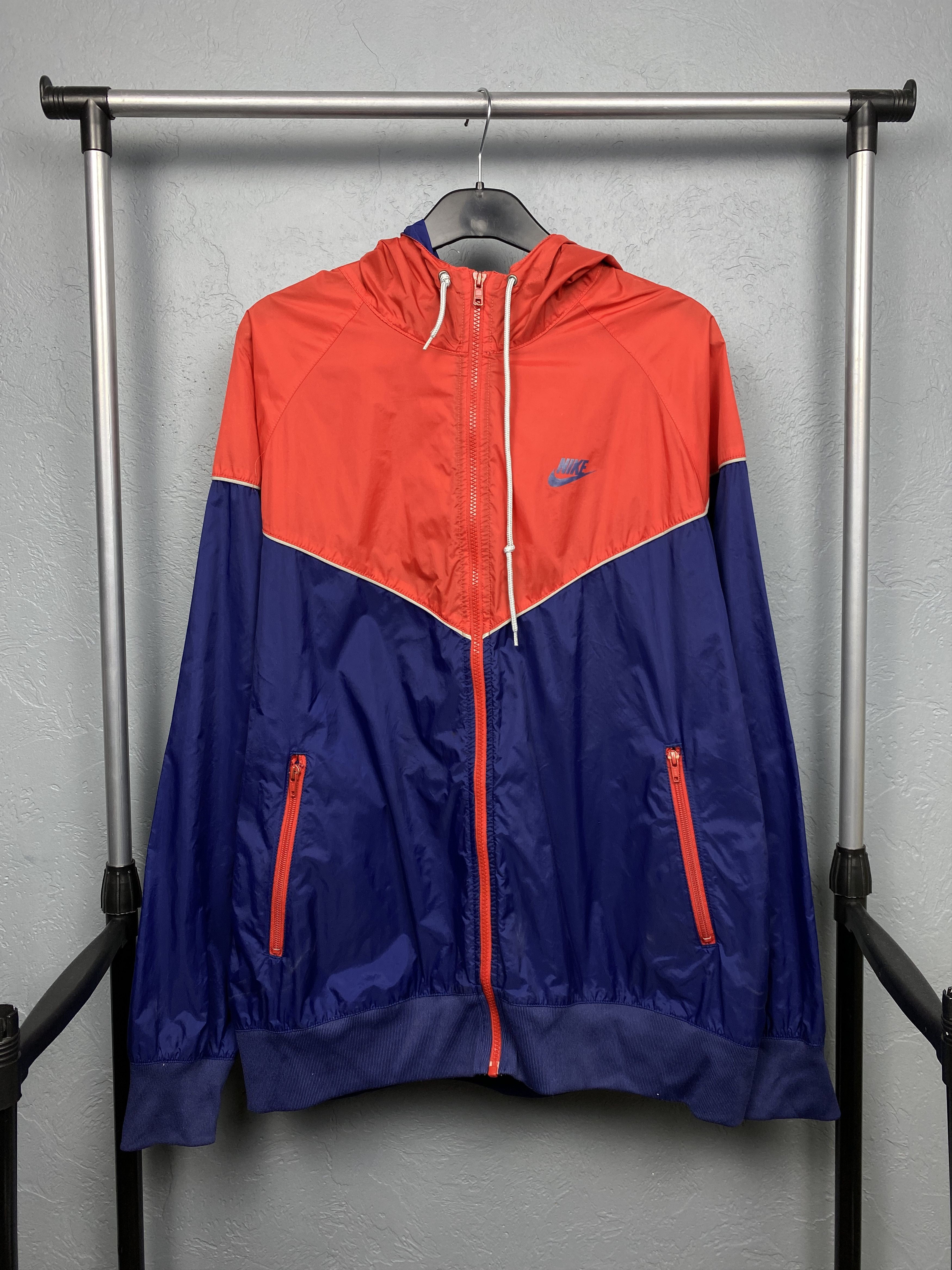 Vintage 90s authentic Nike Windbreaker Jacket Mens XXL Swoosh Blue Orange Zip Streetwear