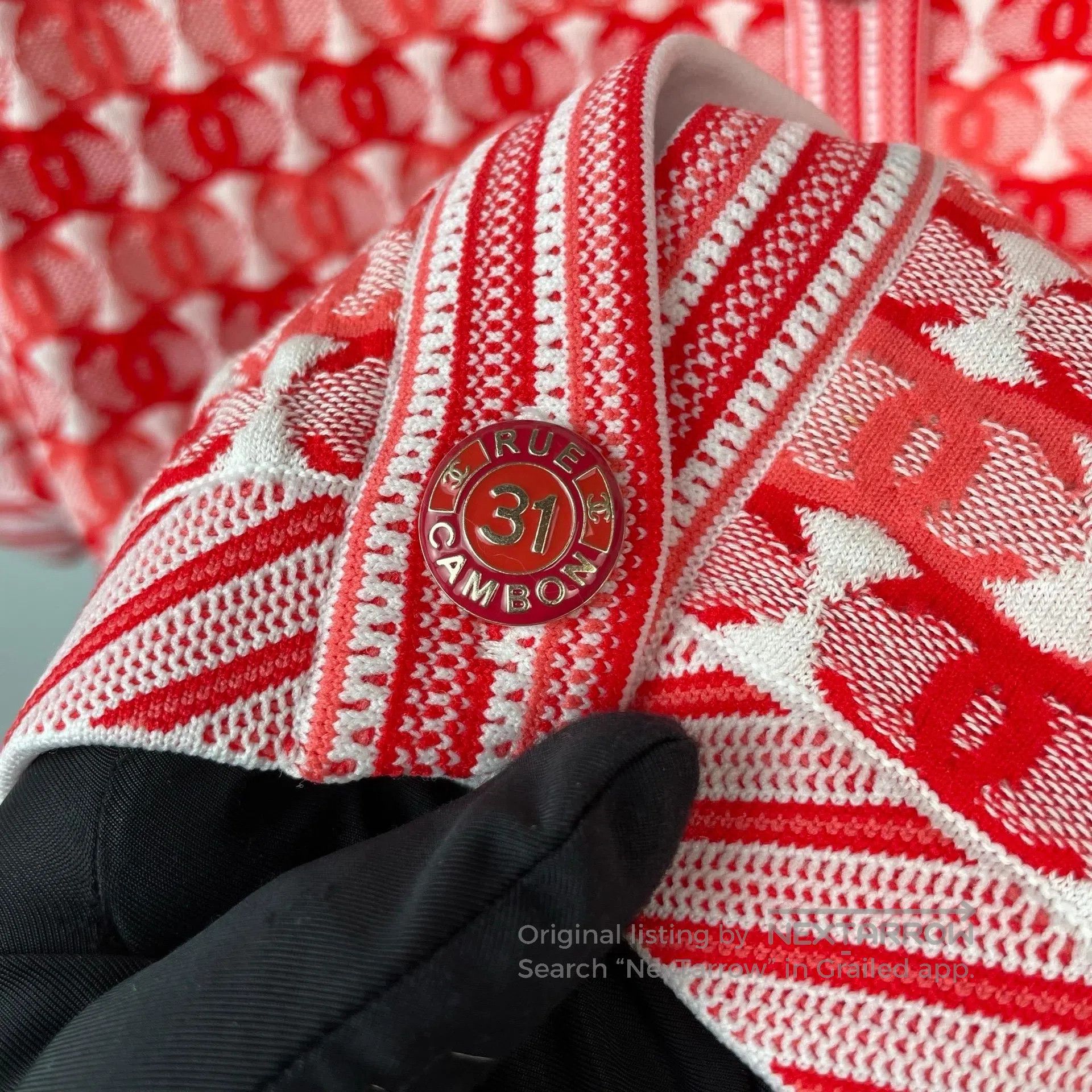 Chanel Chanel Red Full Logo Knit Short Sleeve Cardigan Top| Size XS / US 0-2 / IT 36-38 - 3 Thumbnail