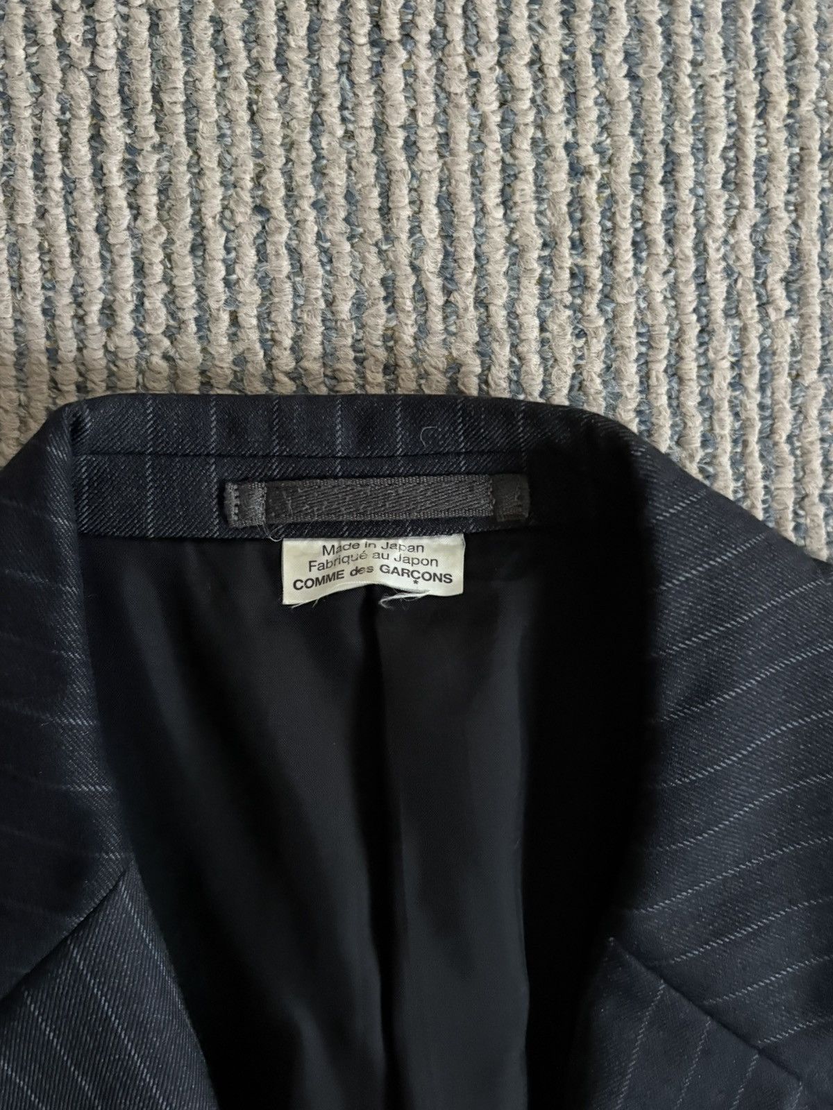 Comme des Garcons Homme Deux Pinstripe Grey Blazer Size 44S - 2 Thumbnail