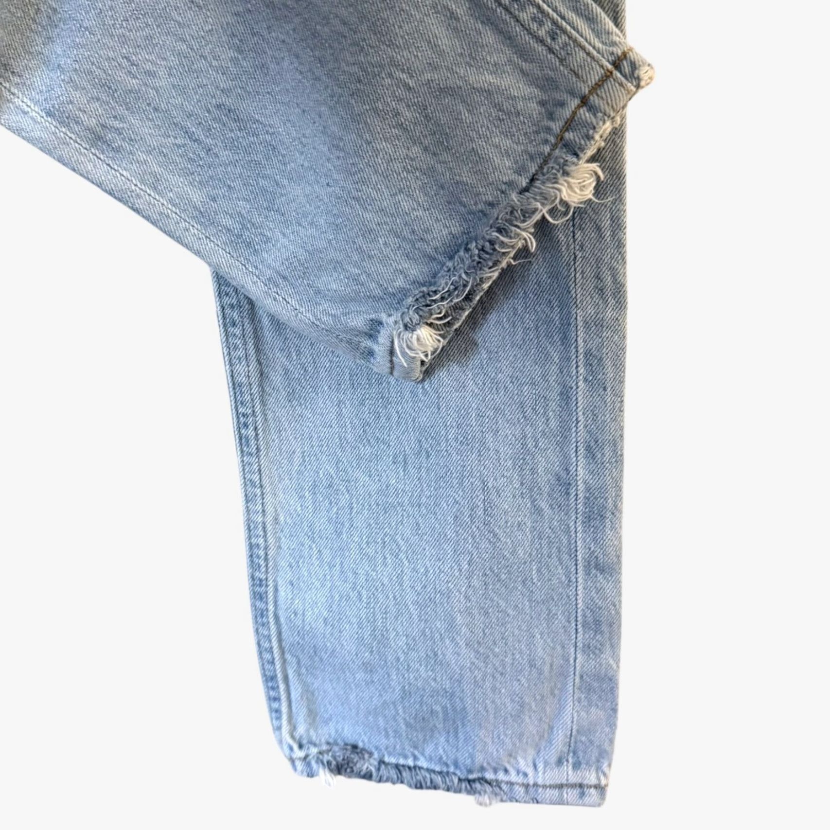 Agolde AGOLDE Riley High-Rise Straight Crop Jeans Blue Distressed Button-Fly Women's 24 Denim 5-Pocket Inseam 25"} Size 42" / US 20 - 7 Thumbnail