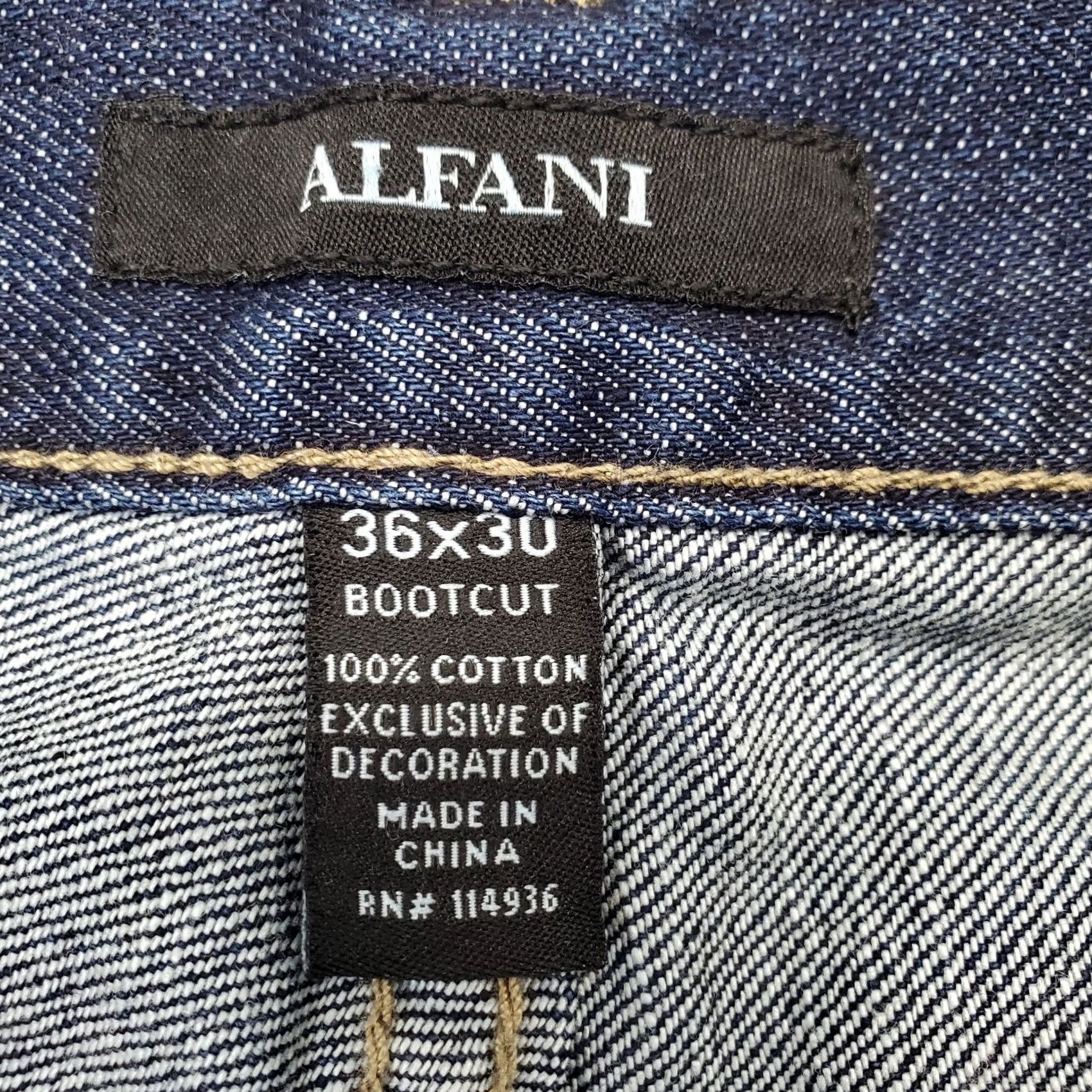 Alfani Alfani Jeans Mens Bootcut 36 Blue Denim Stretch Comfort Faded Boho Whiskered - Size Mens 36 Blue Denim Jeans Mens Size US 36 / EU 52 - 6 Thumbnail