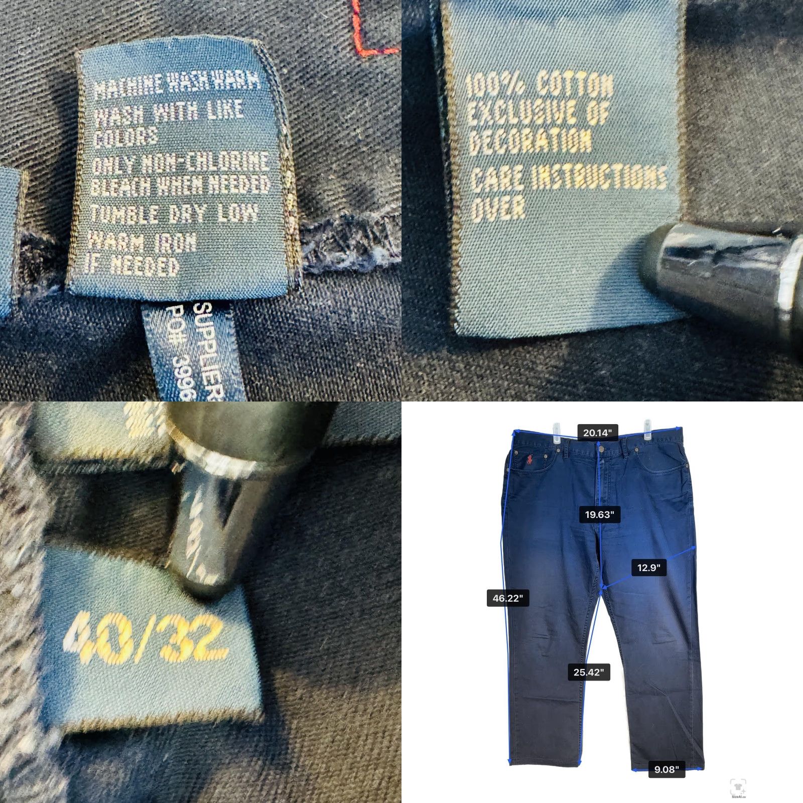 Polo Ralph Lauren Polo Ralph Lauren Jeans Mens 40x25 Dark Wash Straight Denim Zip Fly 5-Pocket Logo Embroidered Leather Patch Size US L / EU 52-54 / 3 - 8 Thumbnail