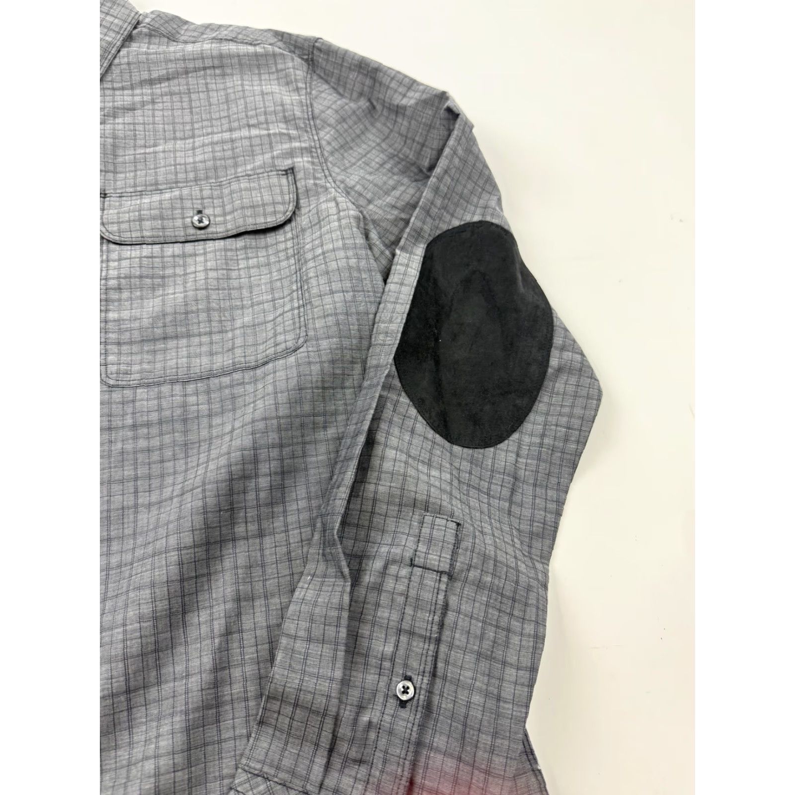 Vintage 7 Diamonds Shirt Mens Large Gray Check Long Sleeve Button Front Elbow Patch Size US L / EU 52-54 / 3 - 3 Thumbnail