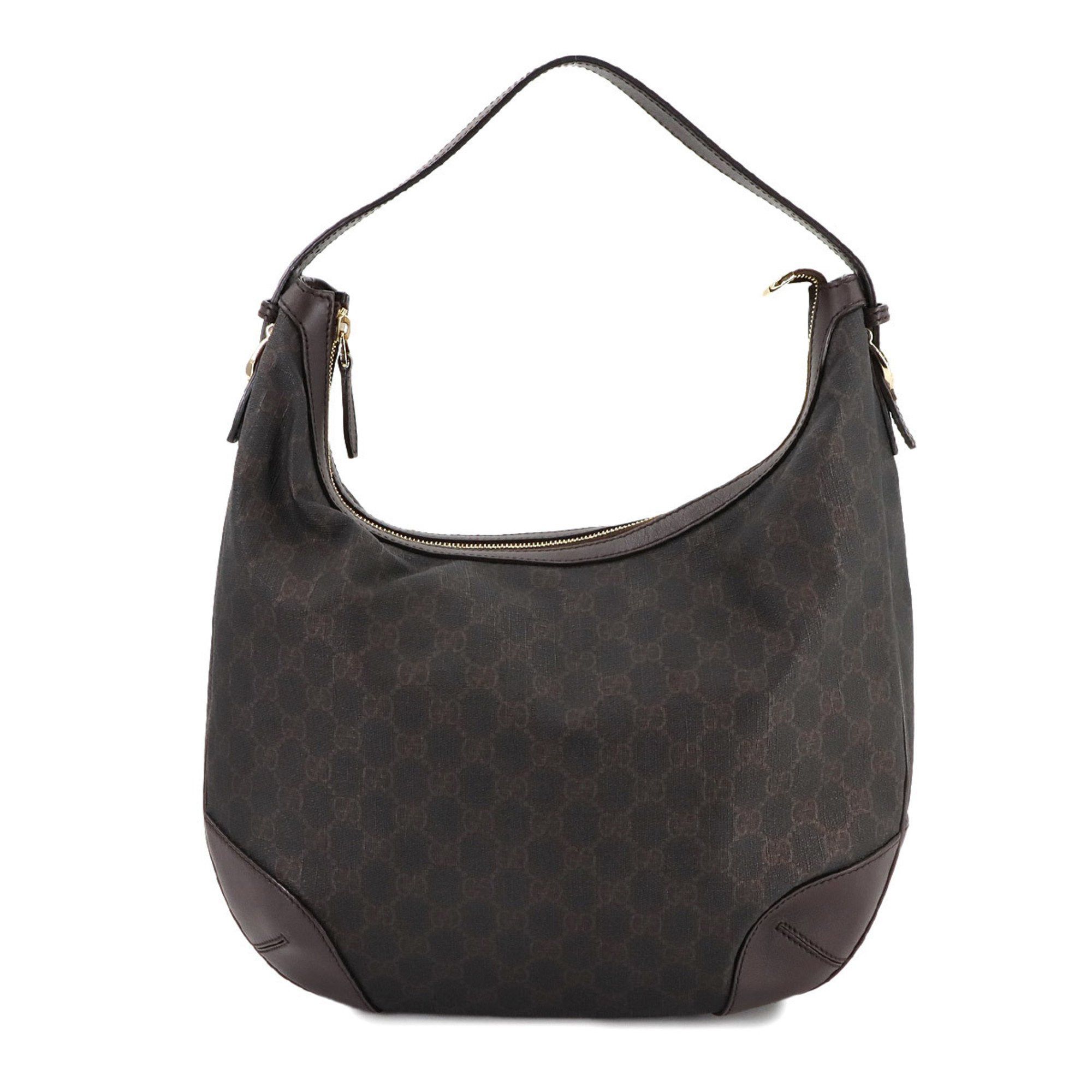 Gucci GG Supreme Hobo Shoulder Bag Brown 309618 Gold Hardware, Women's